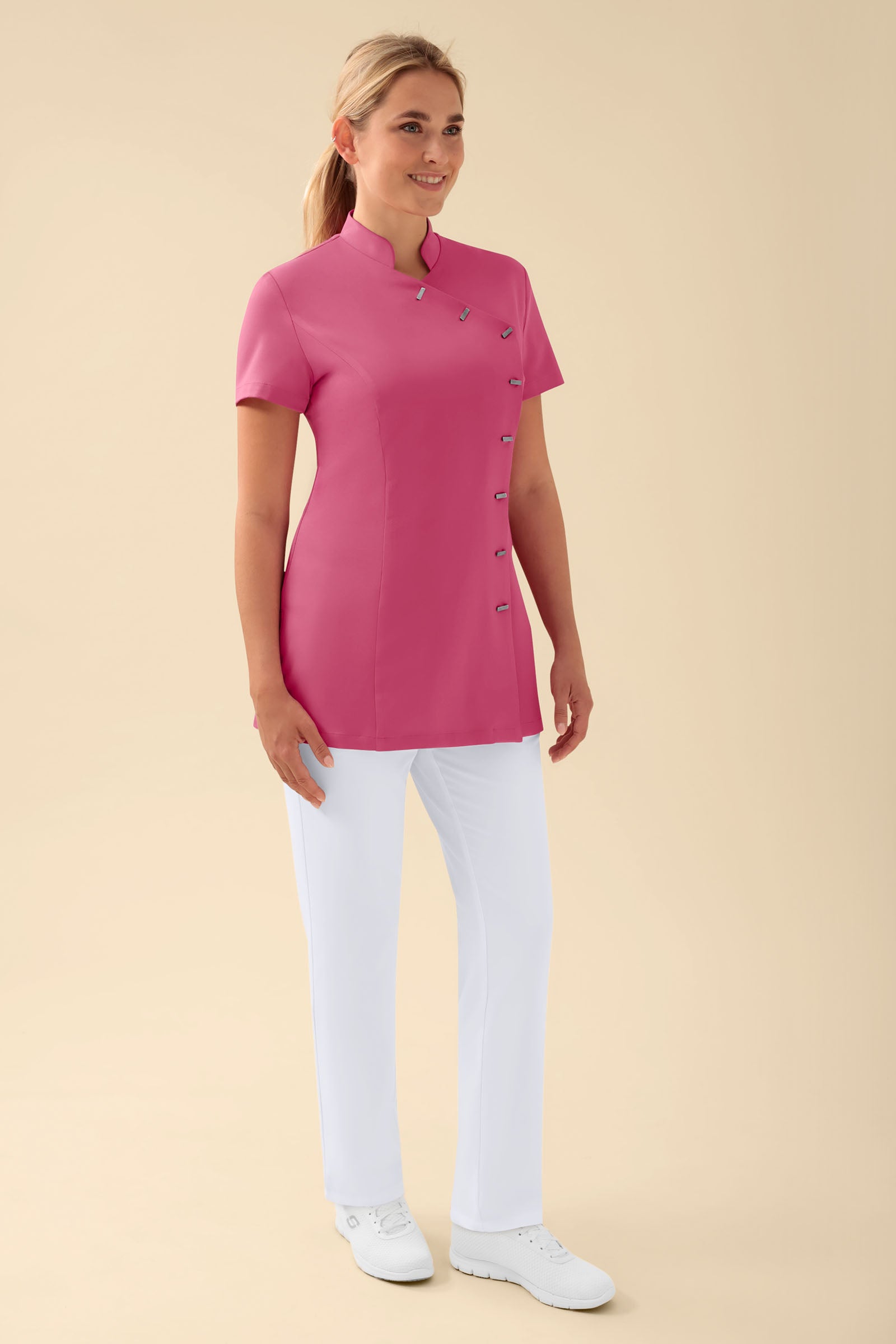 KAERE tuniek dames - asymetrische knoopsluiting oud rose
