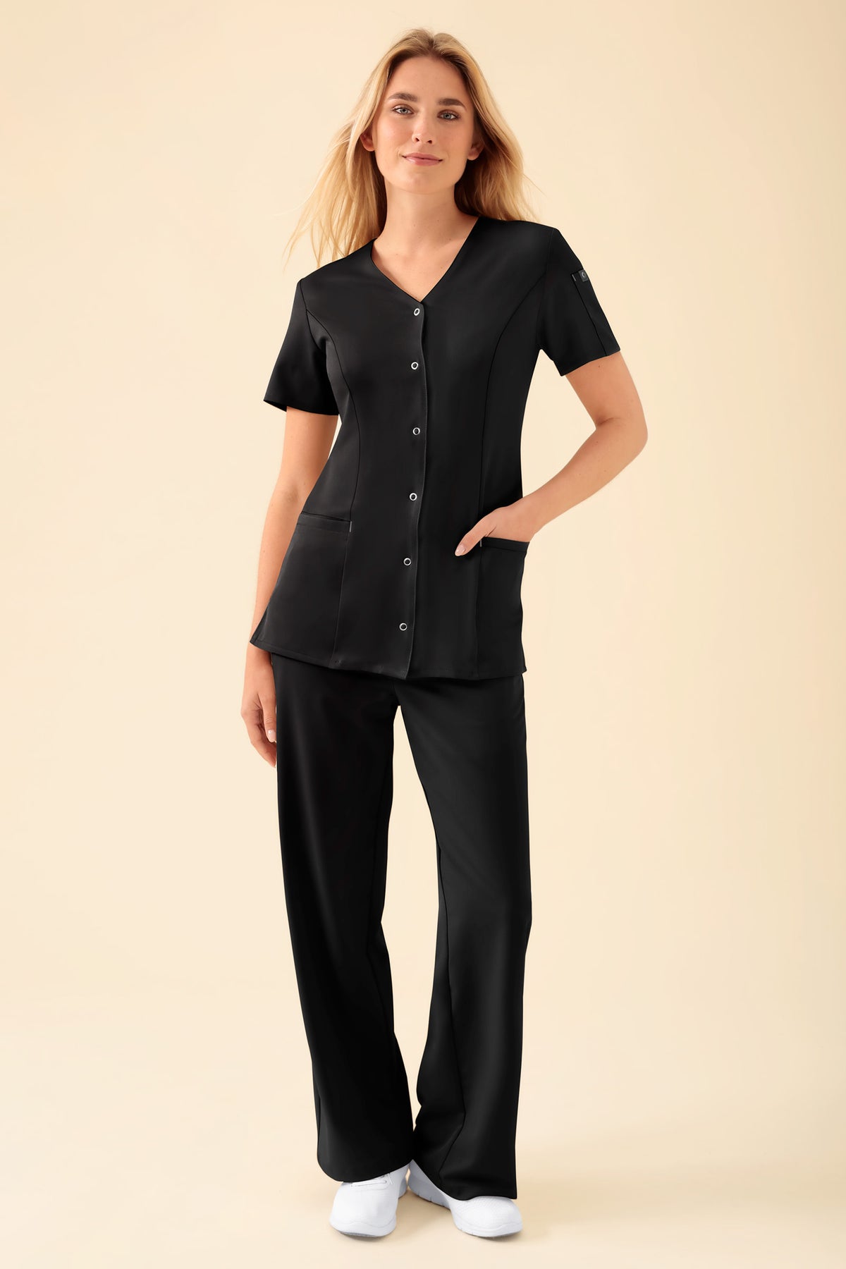 KAERE tuniek dames - drukknoopsluiting zwart
