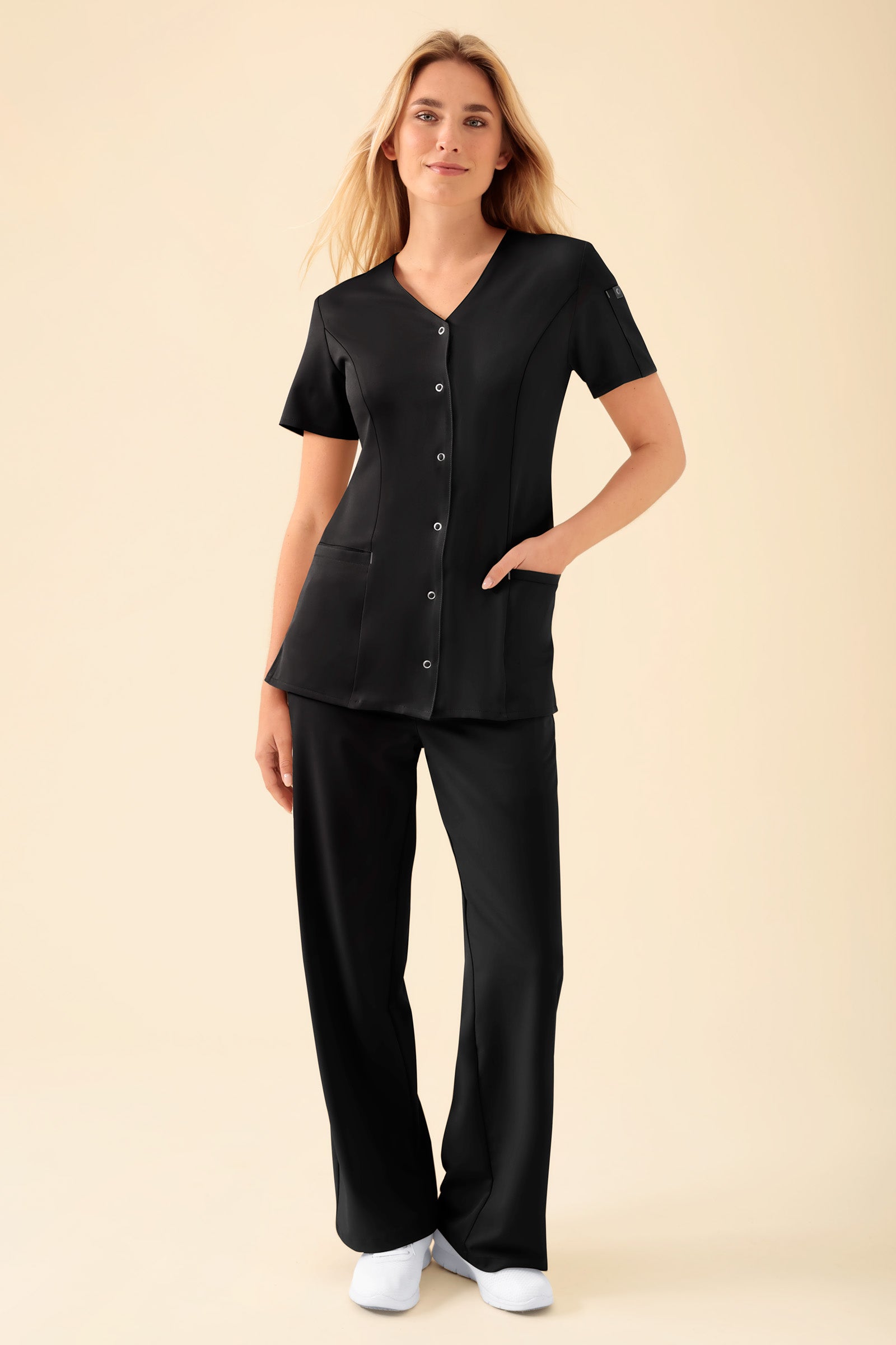 KAERE tuniek dames - drukknoopsluiting zwart