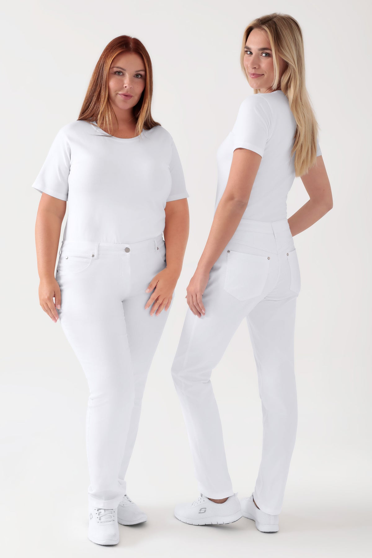 5-pocket broek dames - jeans look wit, Voorzijde view