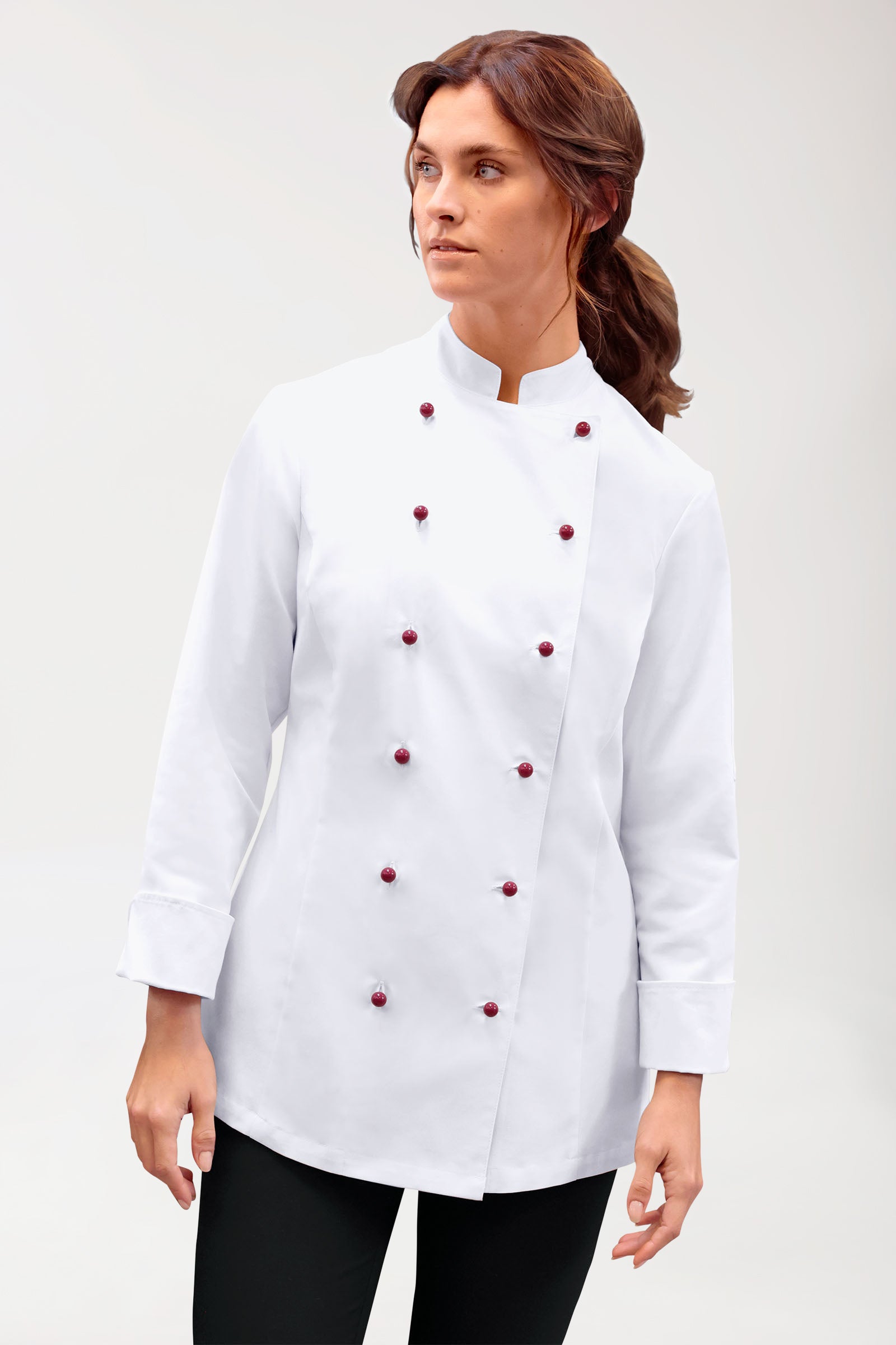 Gastro koksjas dames -6 knoops rij-1/1 mouw wit