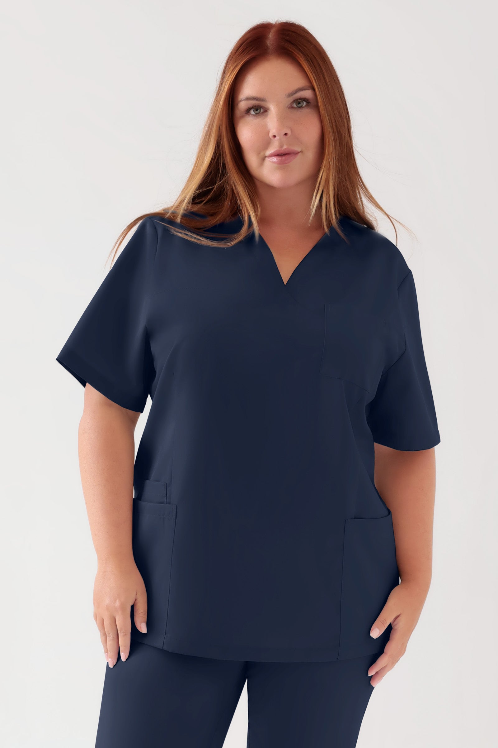 TENCEL™ oversteektuniek dames - V-hals navy, Voorzijde view