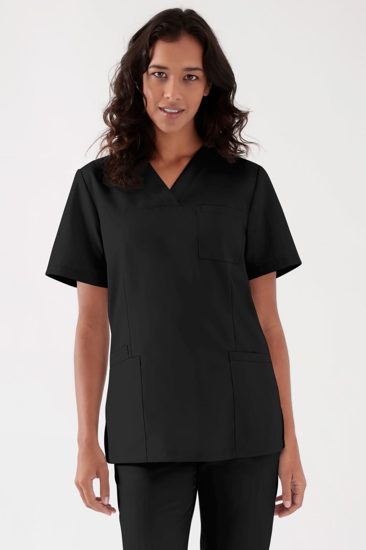 TENCEL™ oversteektuniek dames - V-hals zwart, Voorzijde view