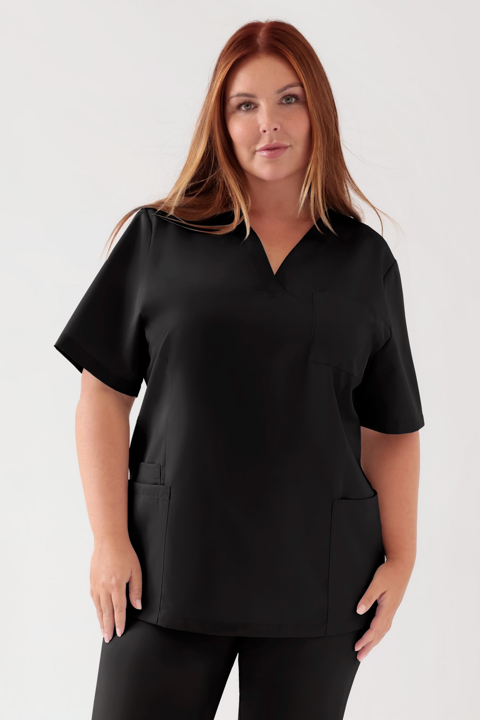 TENCEL™ oversteektuniek dames - V-hals zwart, Voorzijde view