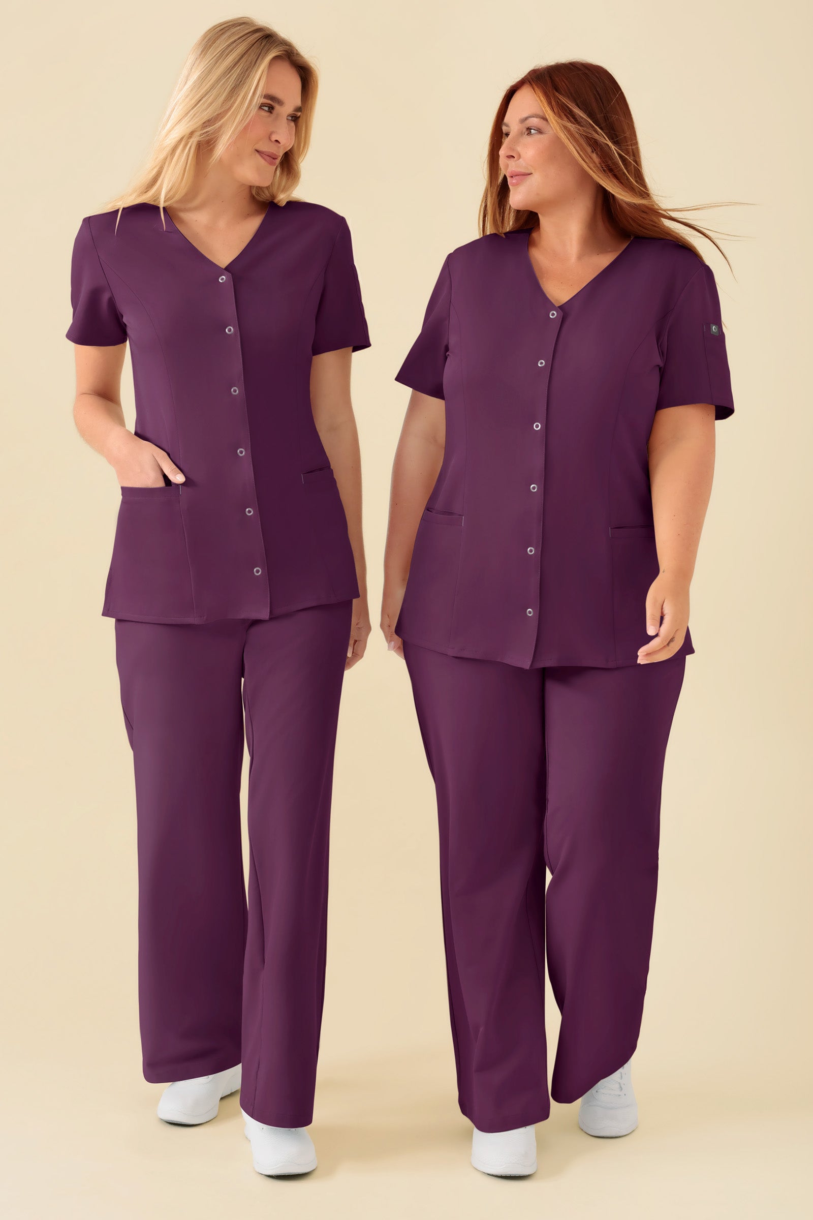 KAERE tuniek dames - drukknoopsluiting pruimen, Voorzijde view