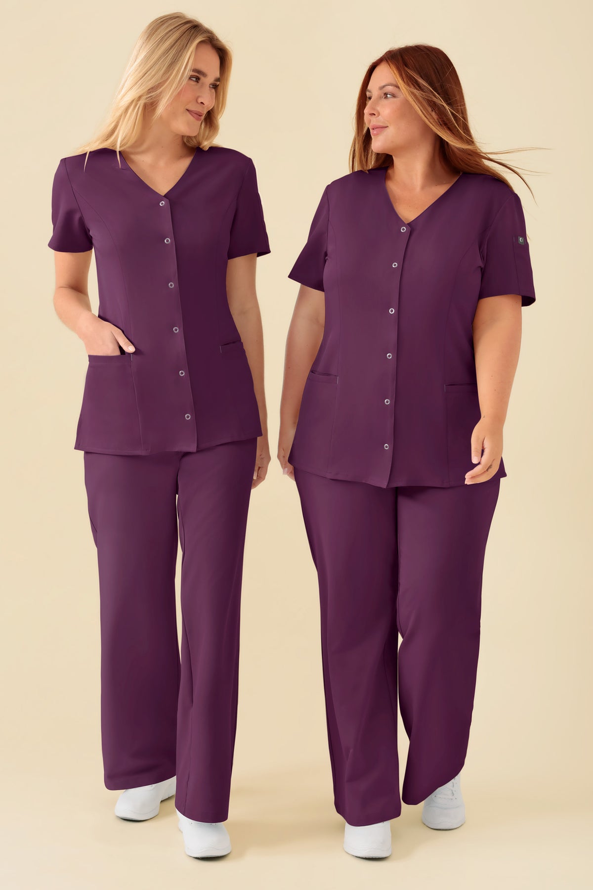KAERE tuniek dames - drukknoopsluiting pruimen, Voorzijde view