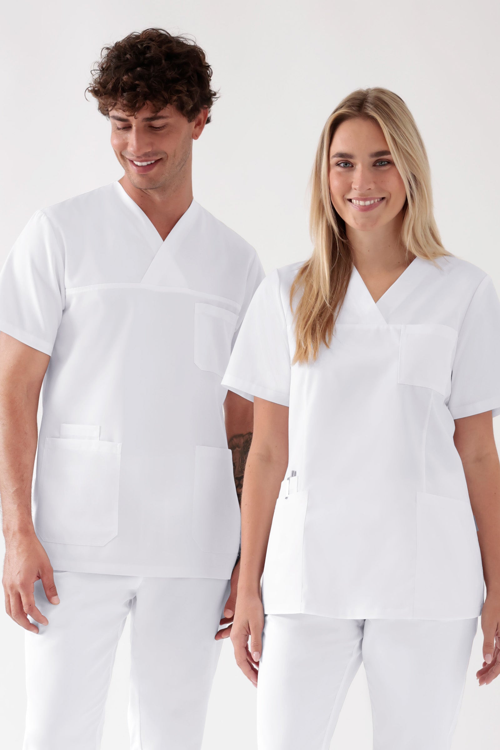 TENCEL™ oversteektuniek heren - V-hals wit, Voorzijde view