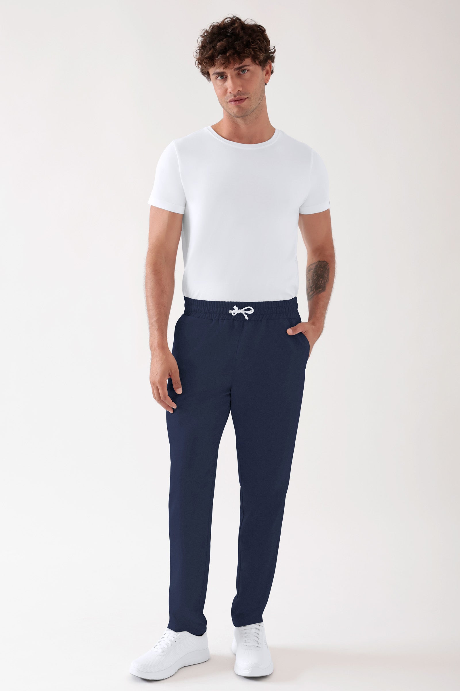 TENCEL™ broek heren - elastische boord navy, Voorzijde view