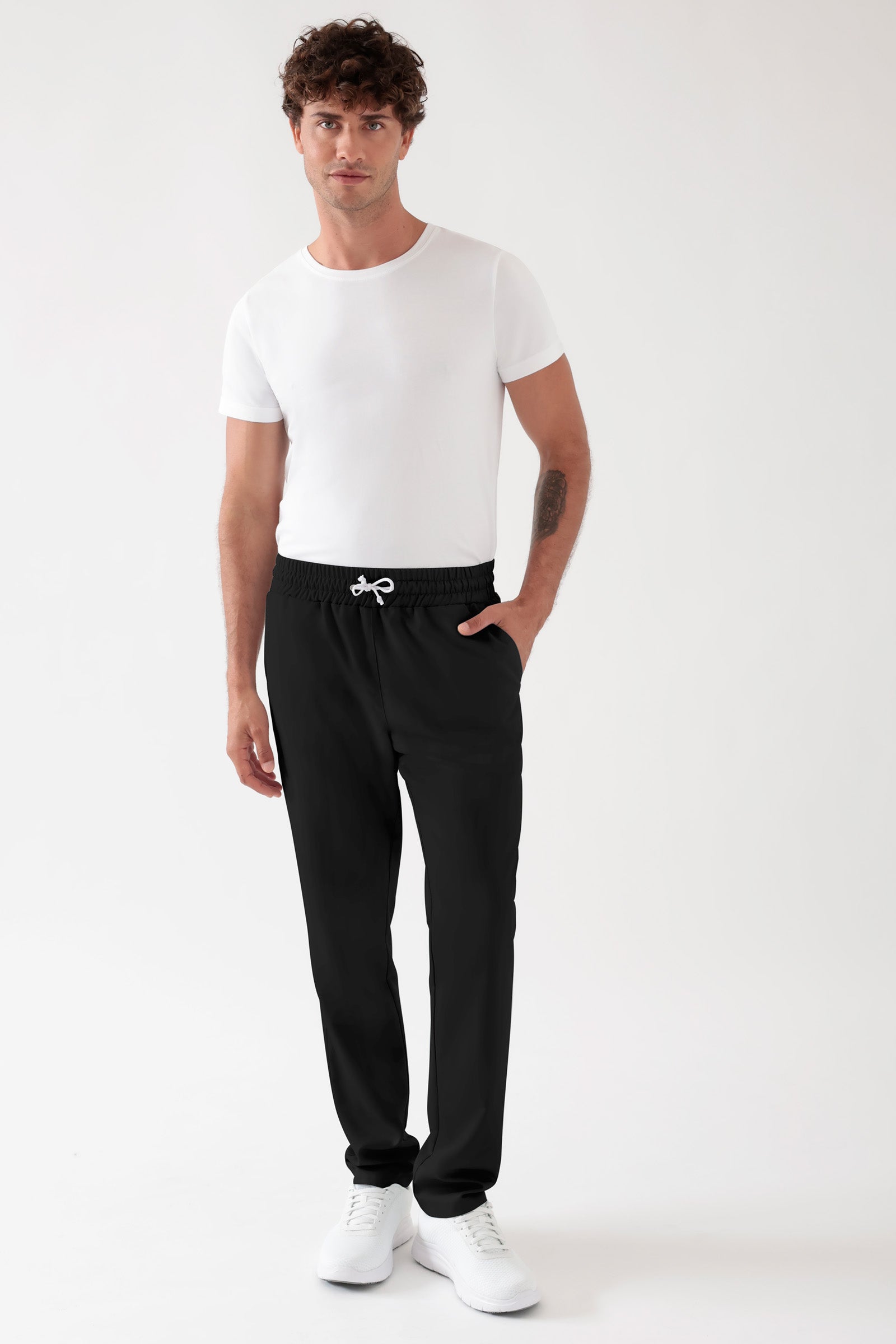 TENCEL™ broek uniseks - elastische boord zwart, Voorzijde view