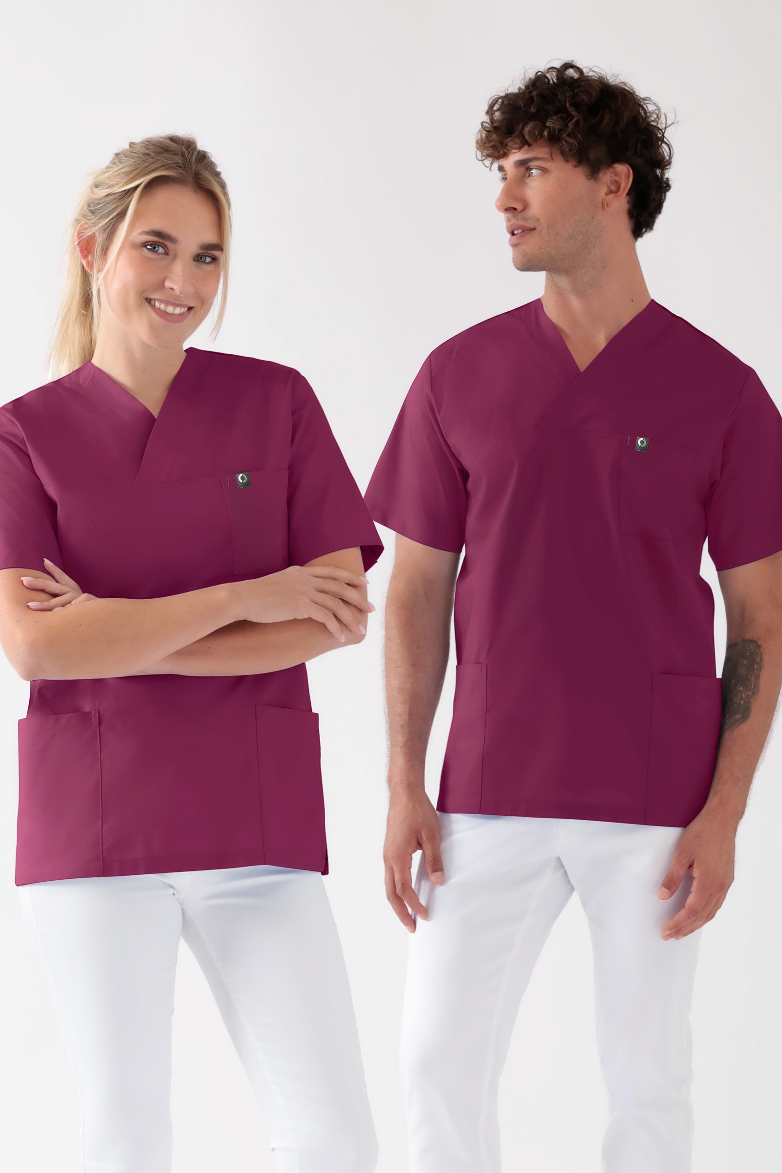 Katoenen oversteektuniek unisex - 2-pack berry, Voorzijde view