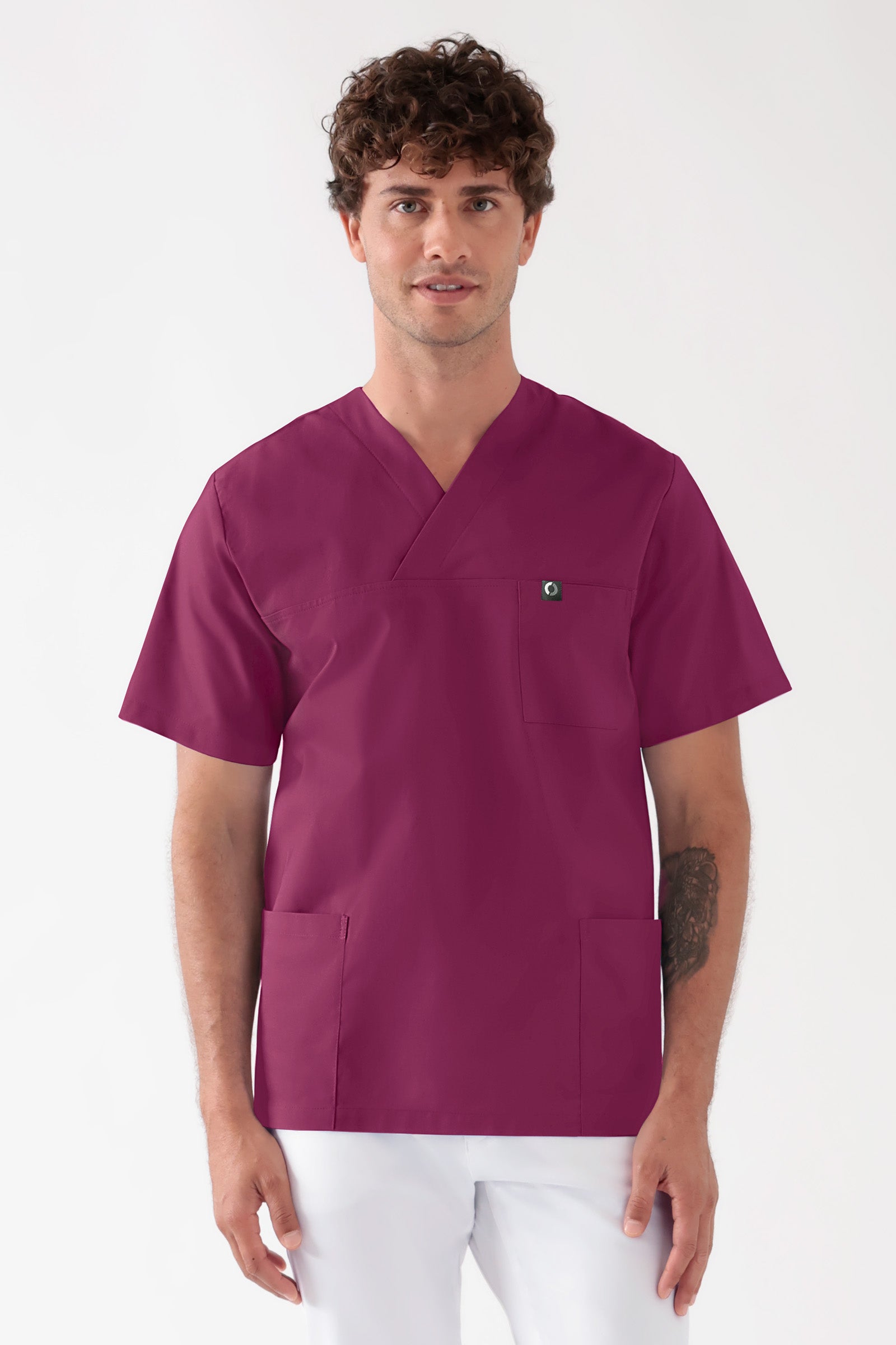 Katoenen oversteektuniek unisex - 2-pack berry, Voorzijde view