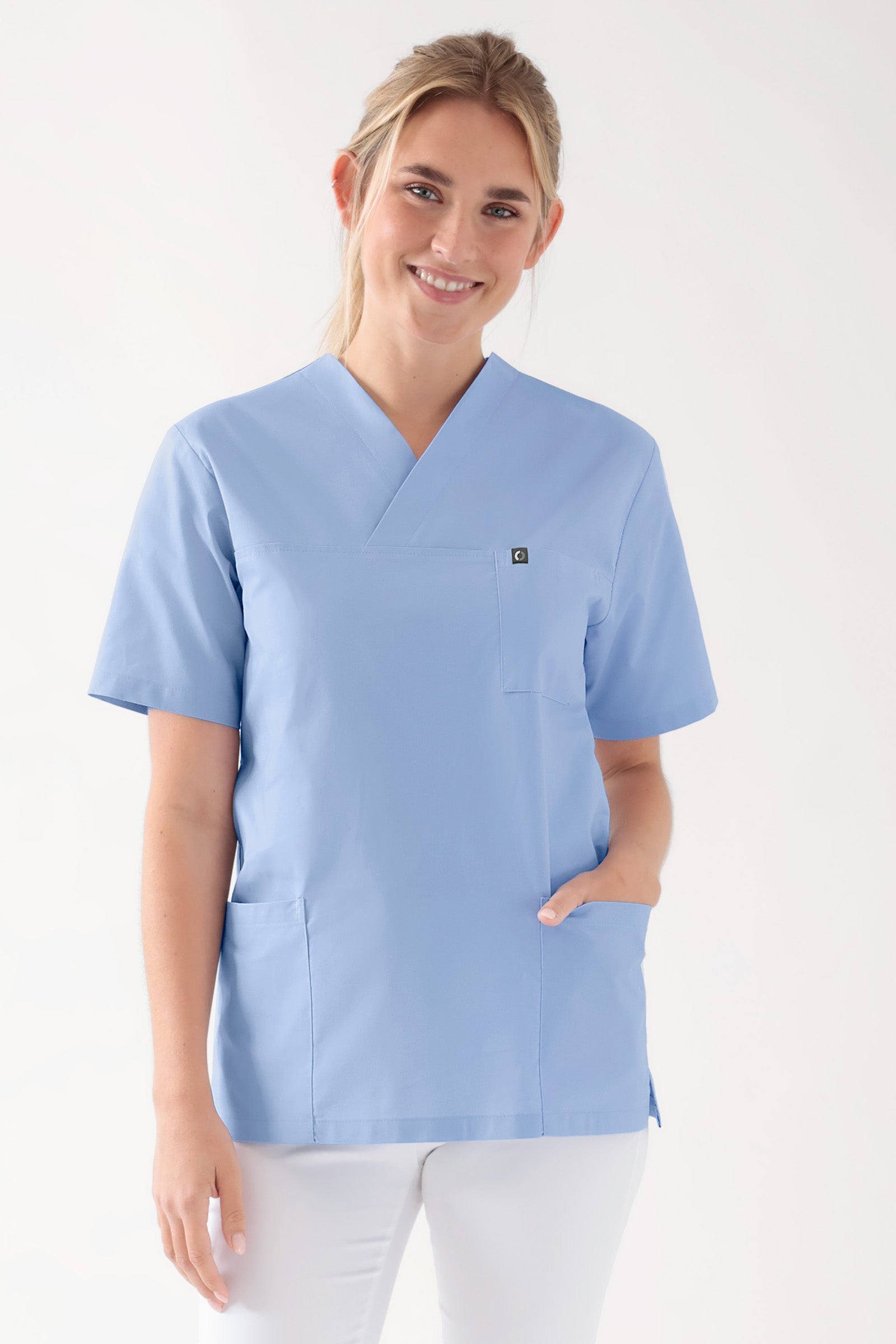 Katoenen oversteektuniek unisex - 2-pack lichtblauw, Voorzijde view