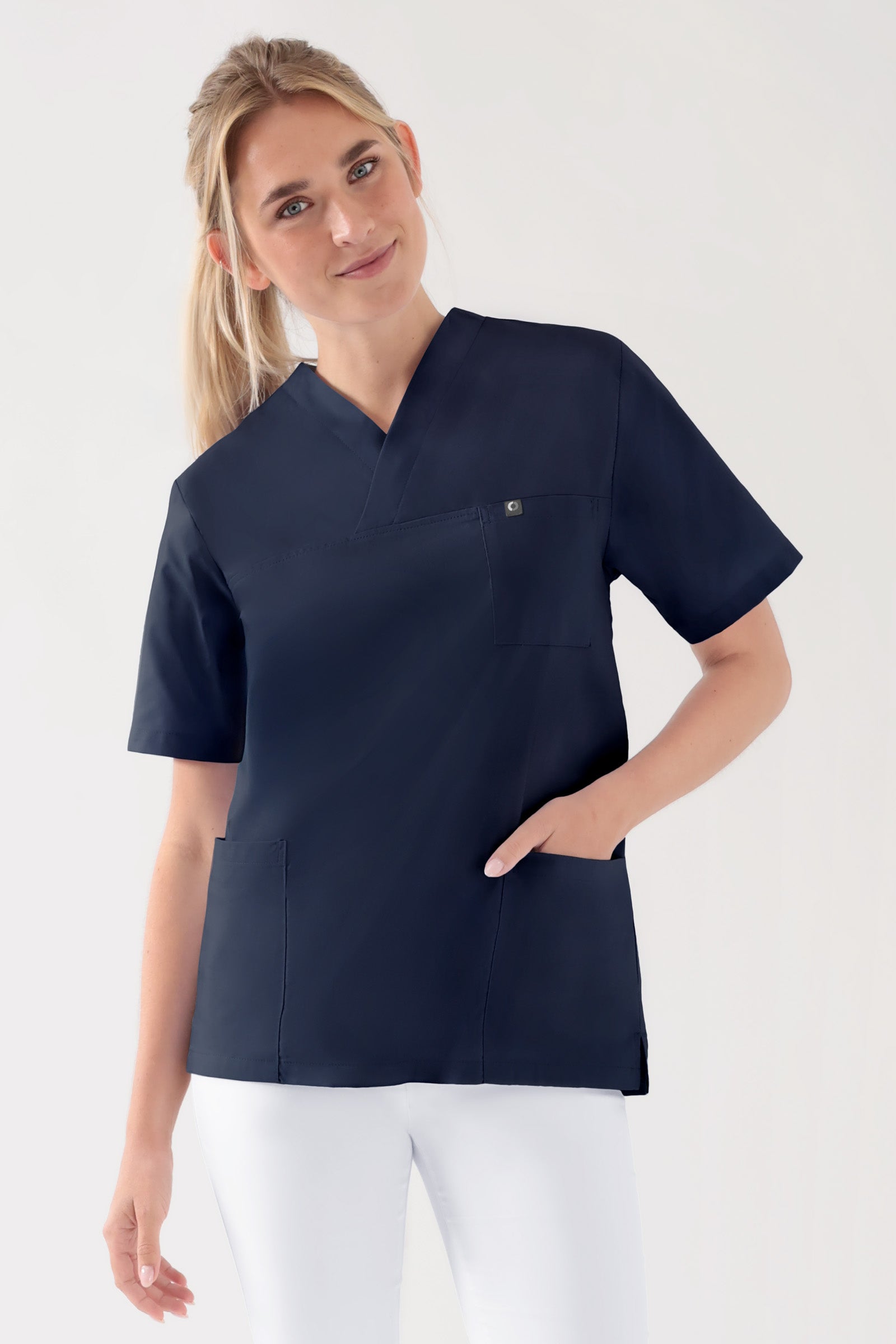 Katoenen oversteektuniek unisex - 2-pack navy, Voorzijde view