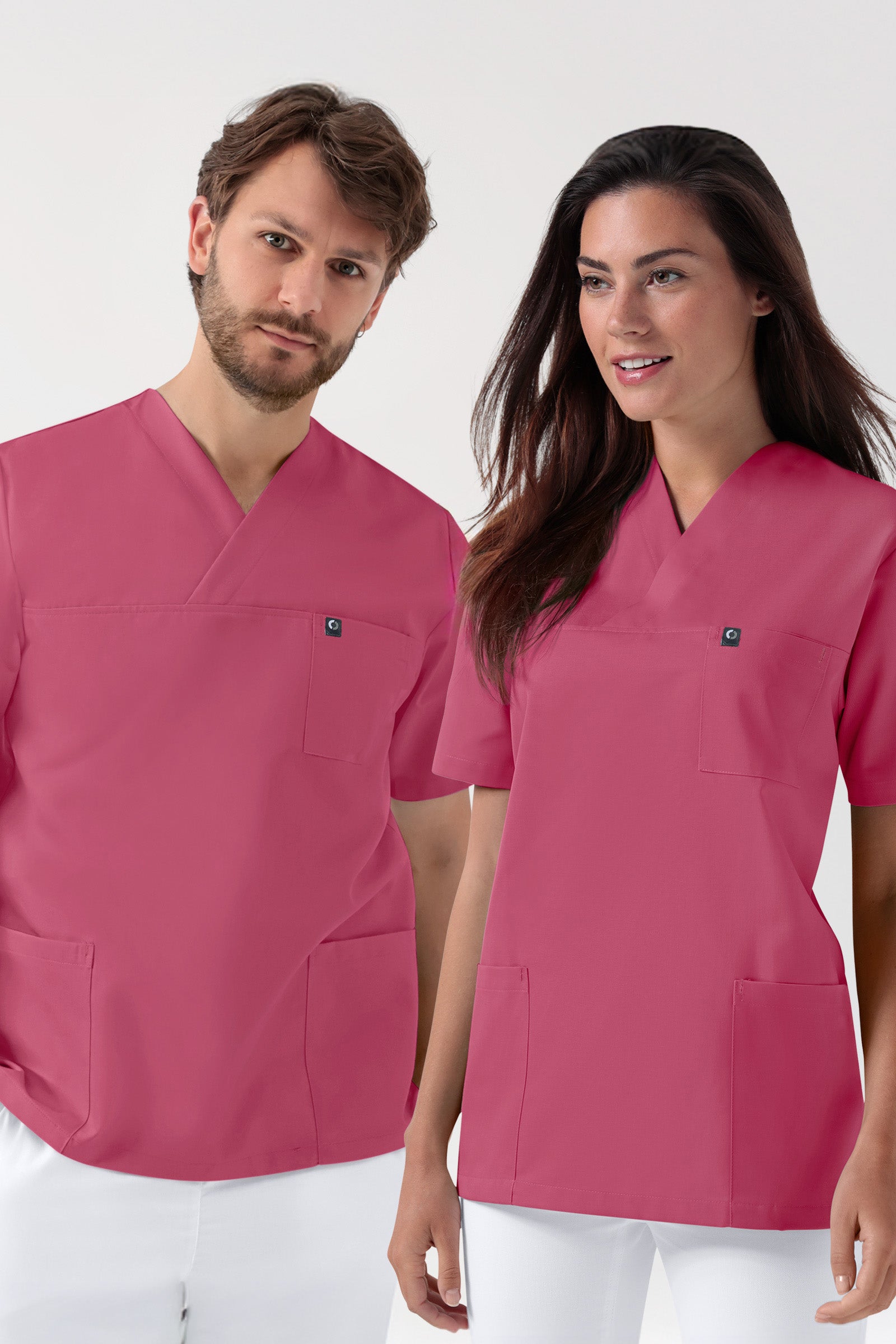 GREEN Stretch oversteektuniek uniseks - V-hals oud rose