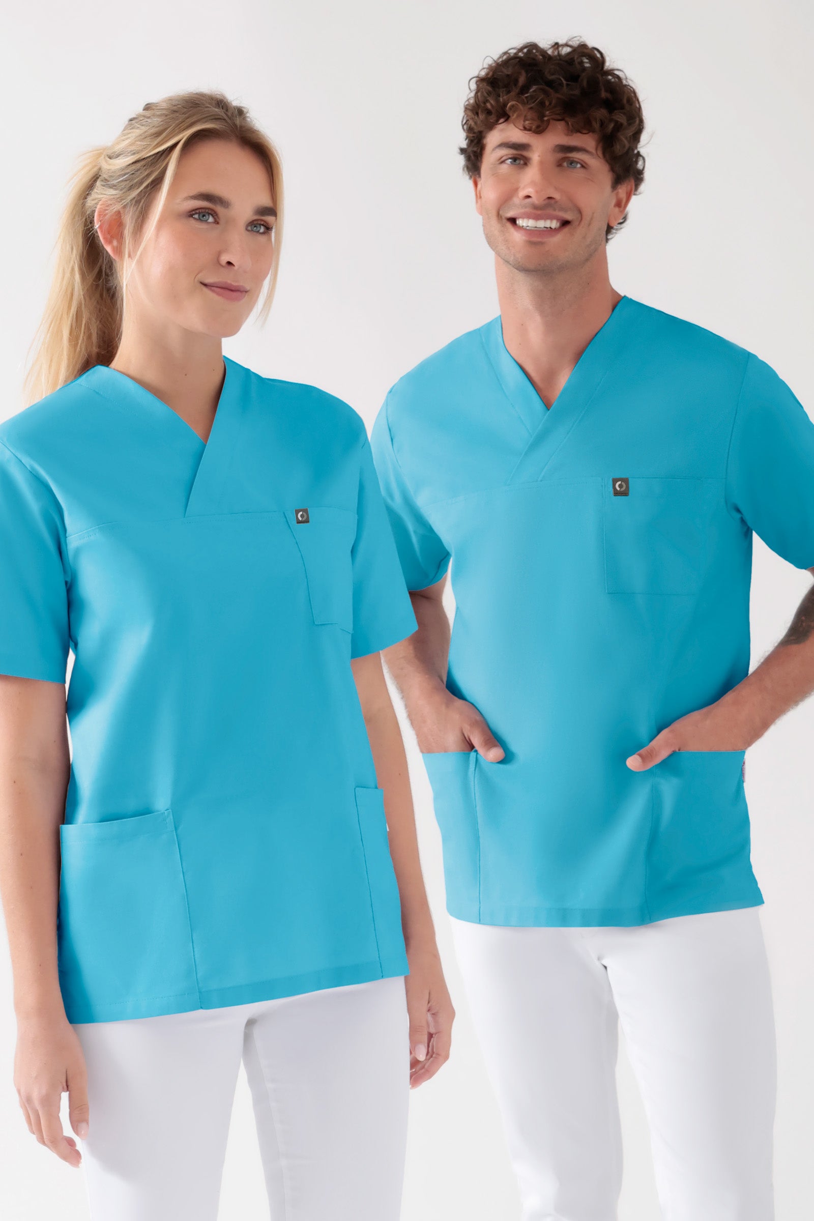 Katoenen oversteektuniek unisex - 2-pack turquoise, Voorzijde view