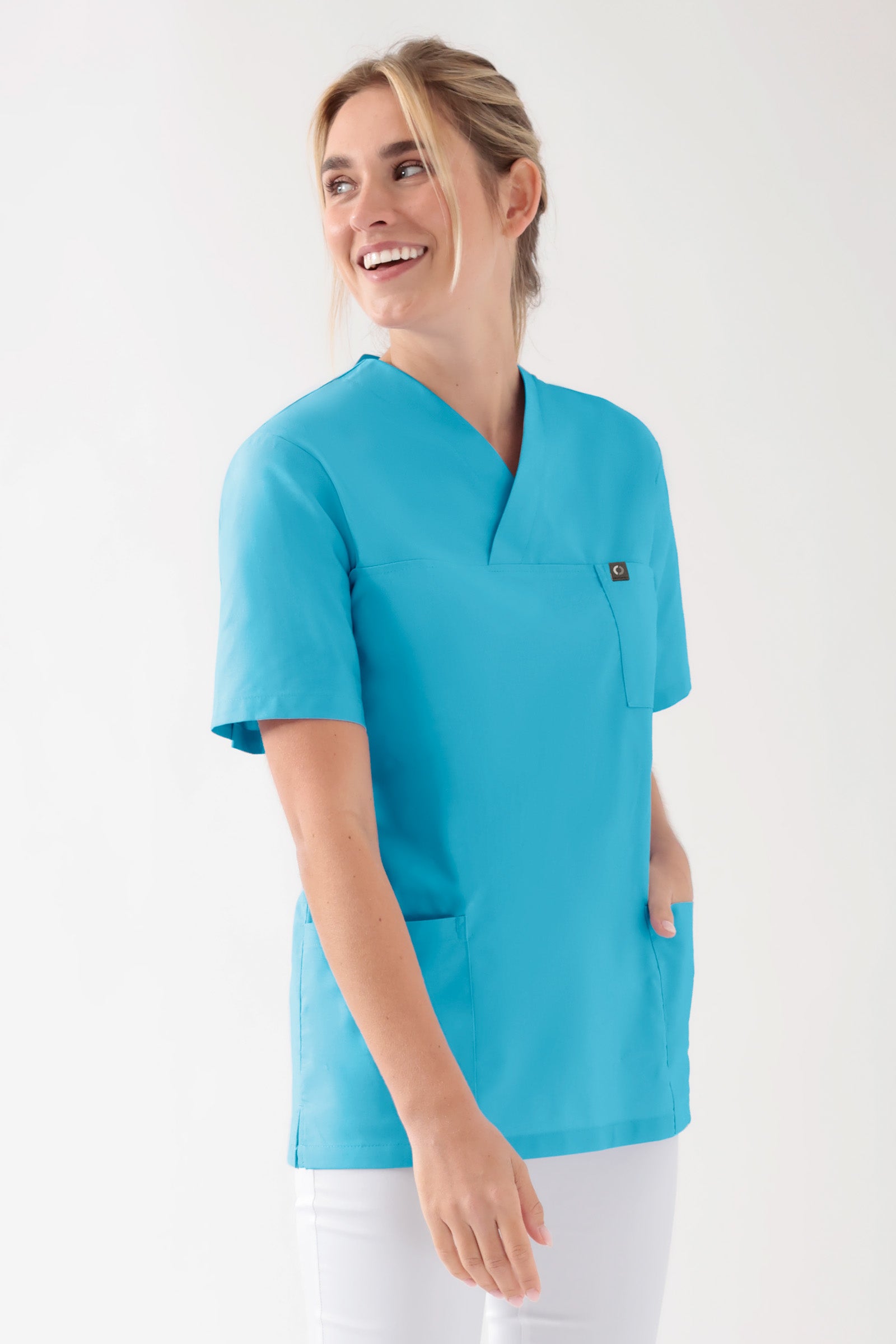 Katoenen oversteektuniek unisex - 2-pack turquoise, Voorzijde view