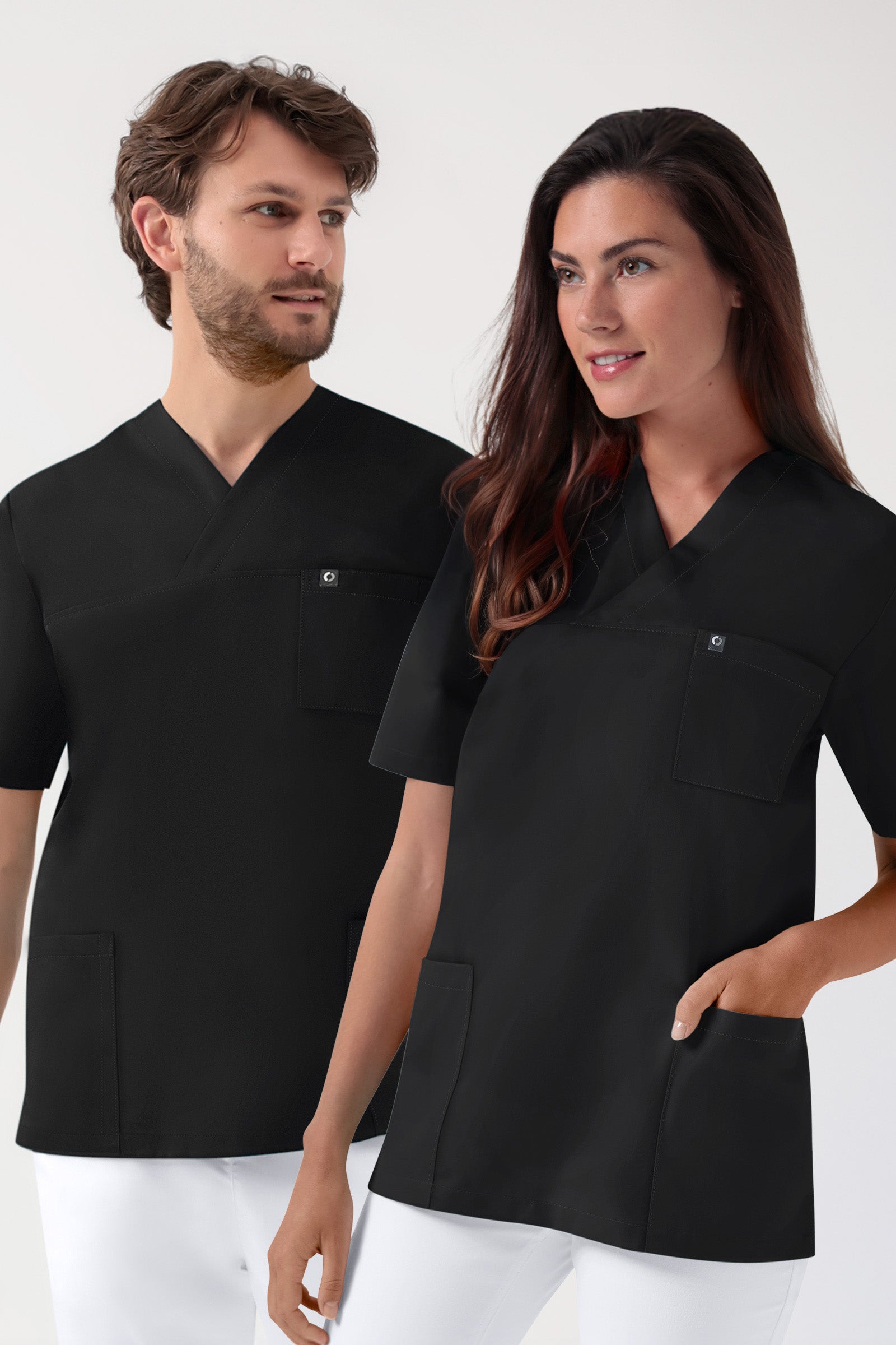 GREEN Stretch oversteektuniek uniseks - V-hals zwart