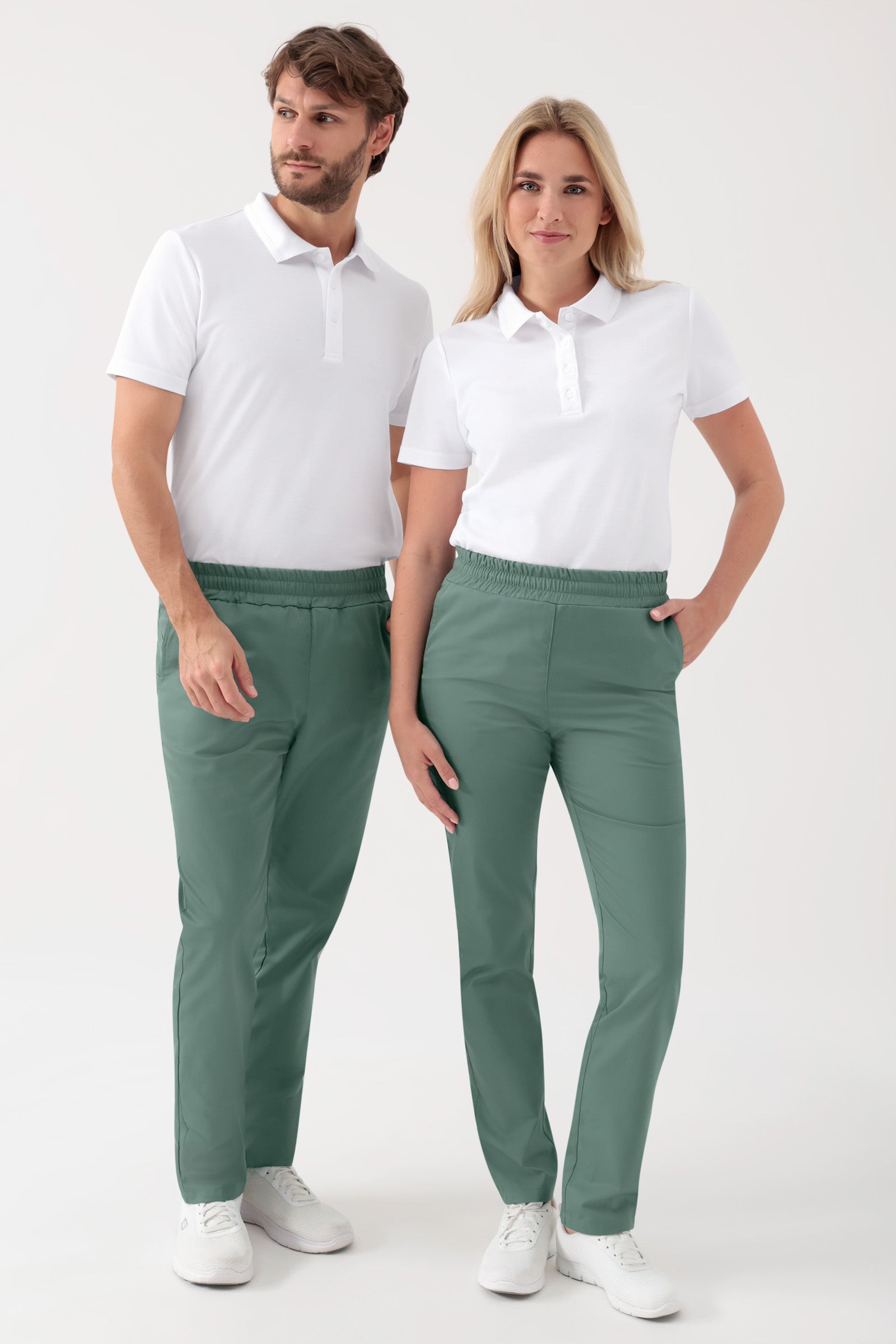 GREEN Stretch broek Unisex - elastische boord donkergroen