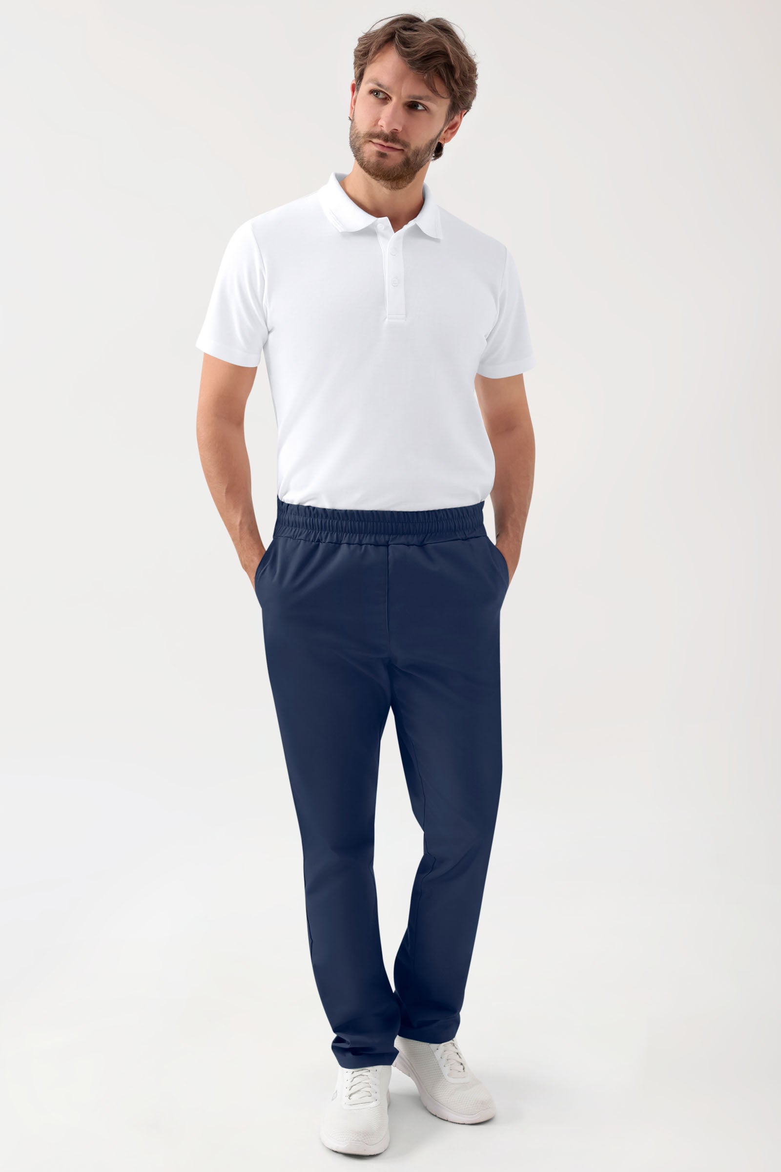 GREEN Stretch broek Unisex - elastische boord navy