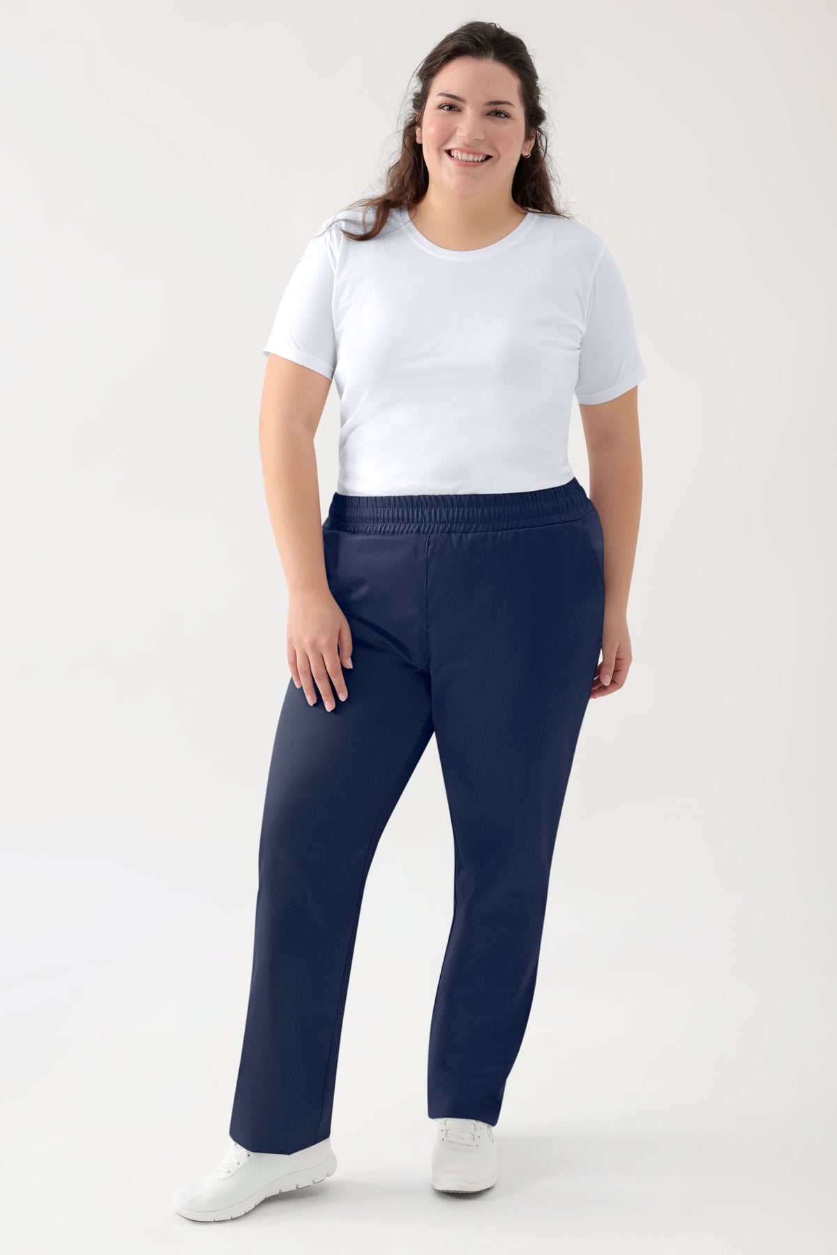 Stretch broek uniseks- elastische boord navy