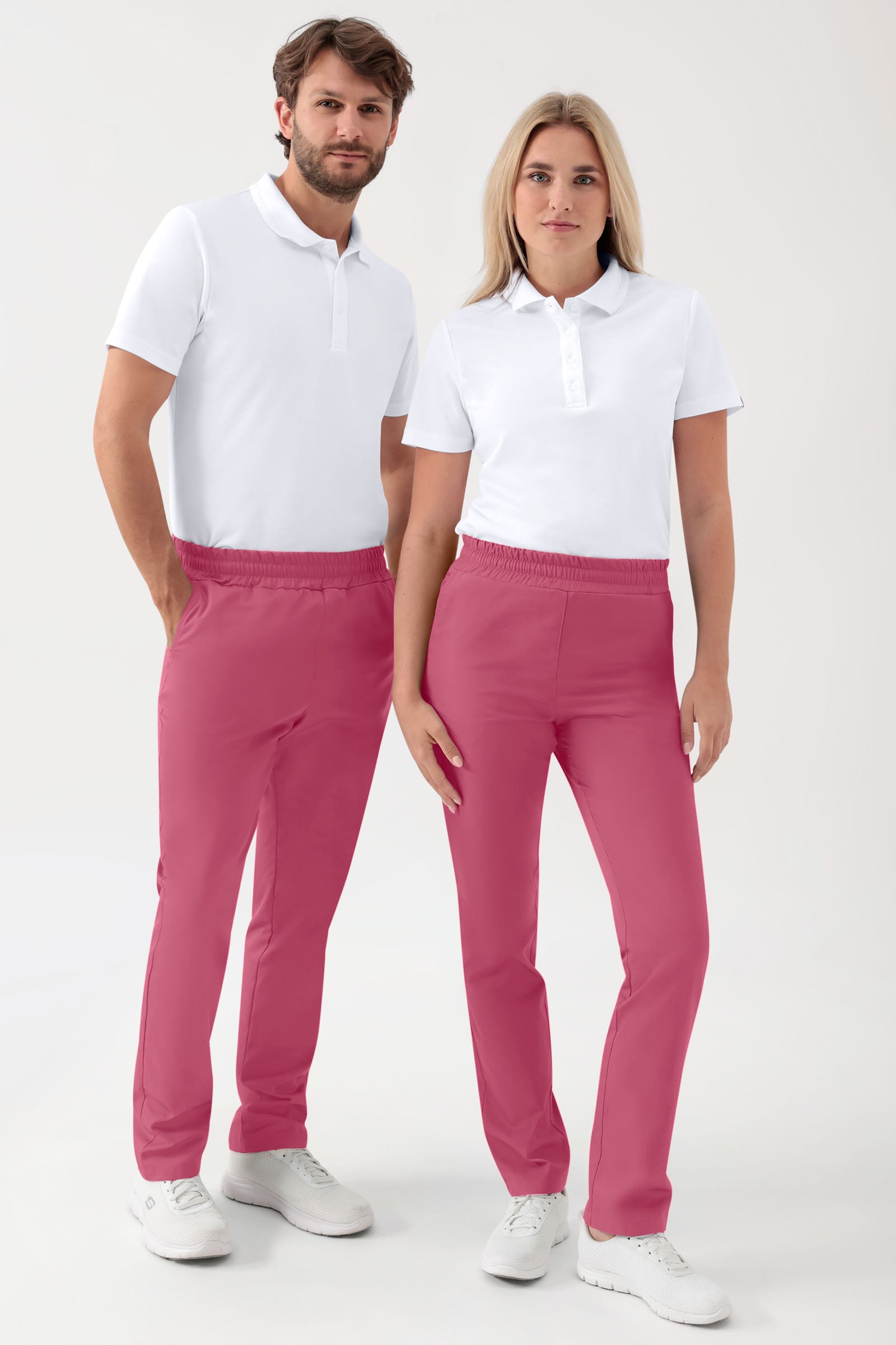 GREEN Stretch broek Unisex - elastische boord oud rose