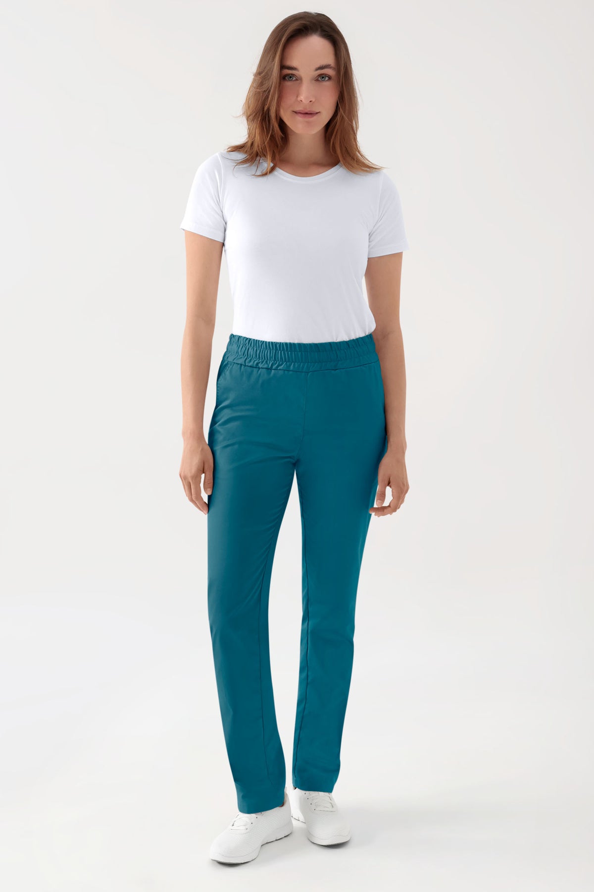 Stretch broek uniseks - elastische boord petrol