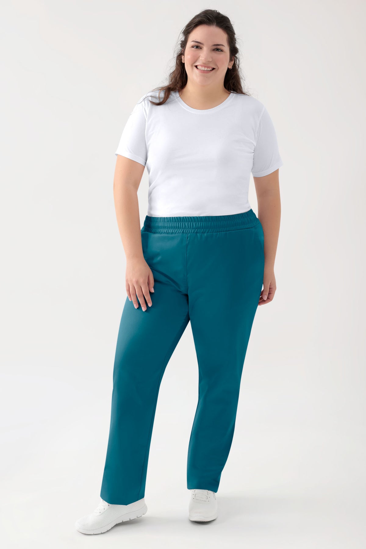 Stretch broek uniseks - elastische boord petrol