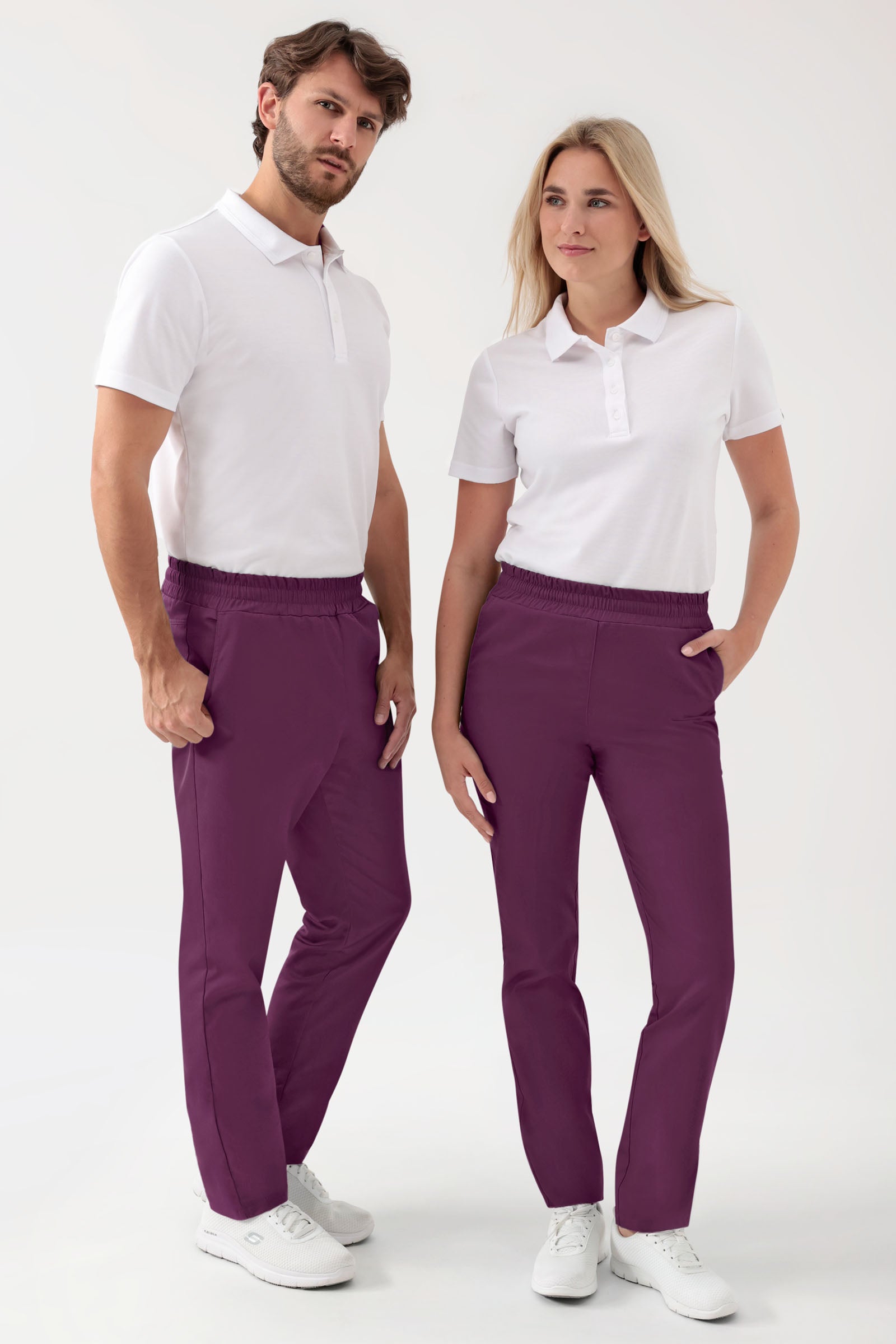 GREEN Stretch broek Unisex - elastische boord pruimen