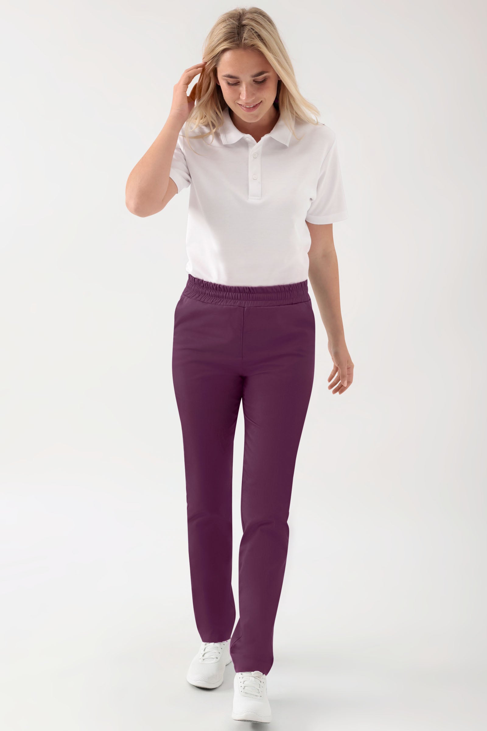 GREEN Stretch broek Unisex - elastische boord pruimen