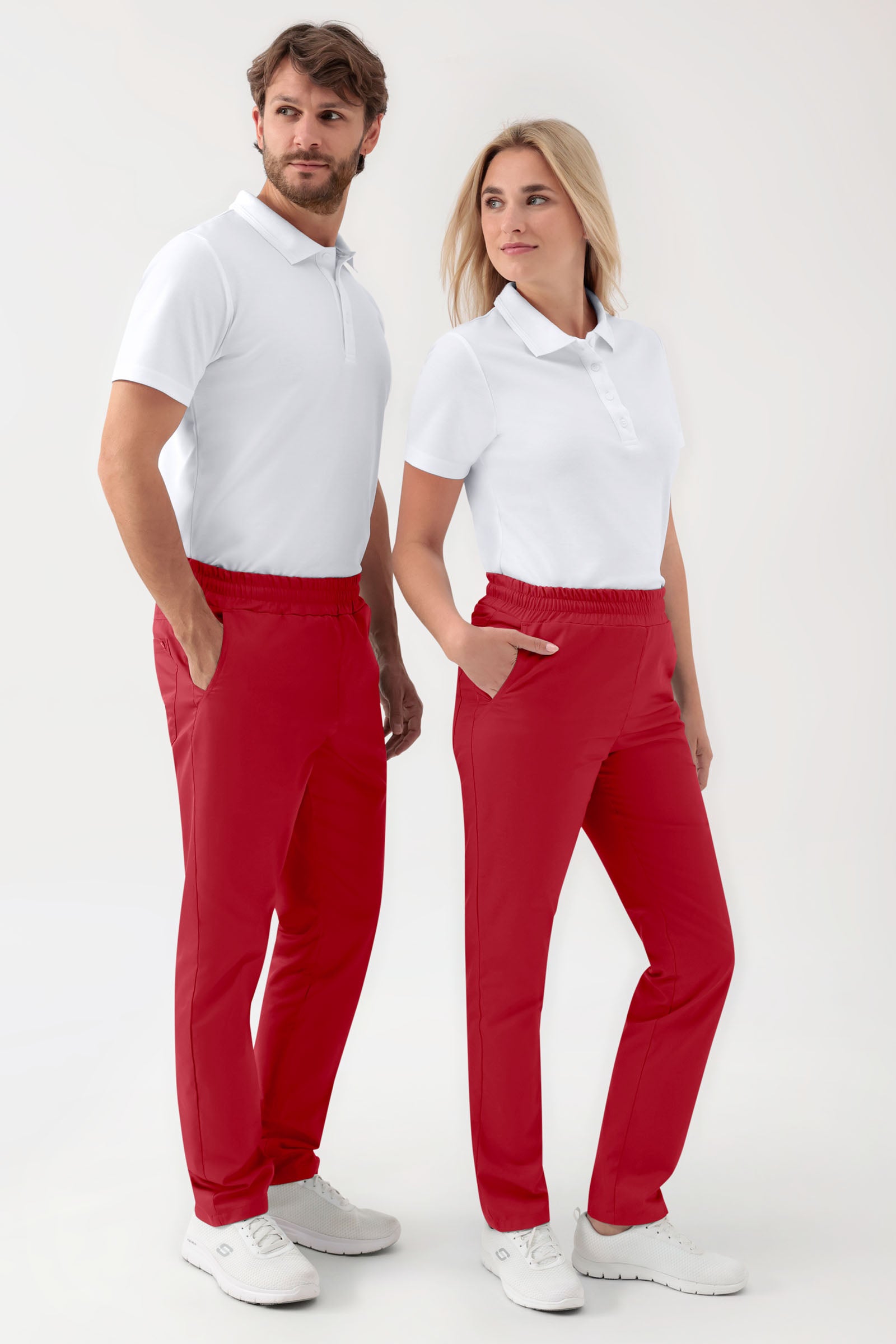 GREEN Stretch broek Unisex - elastische boord rood