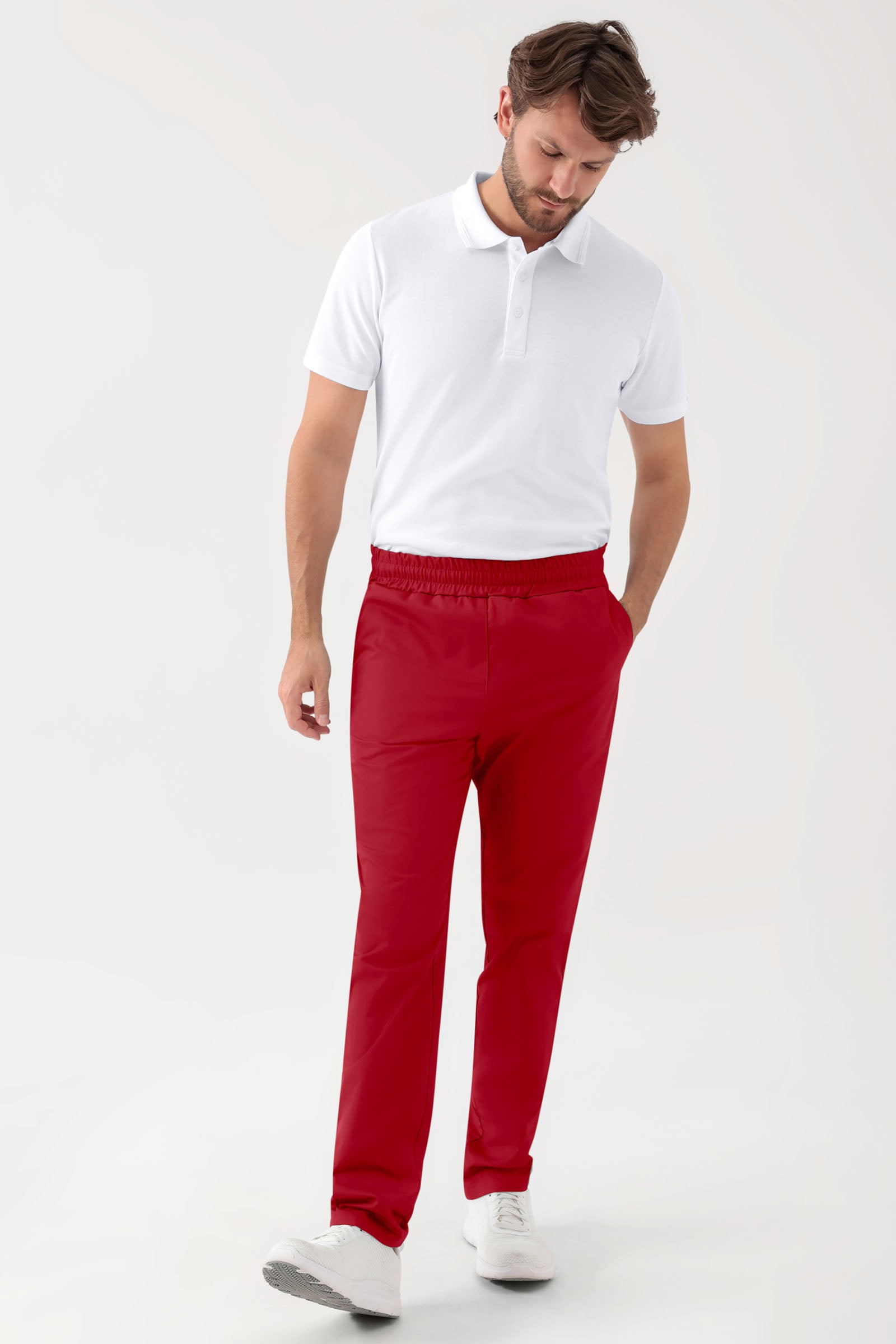 GREEN Stretch broek Unisex - elastische boord rood