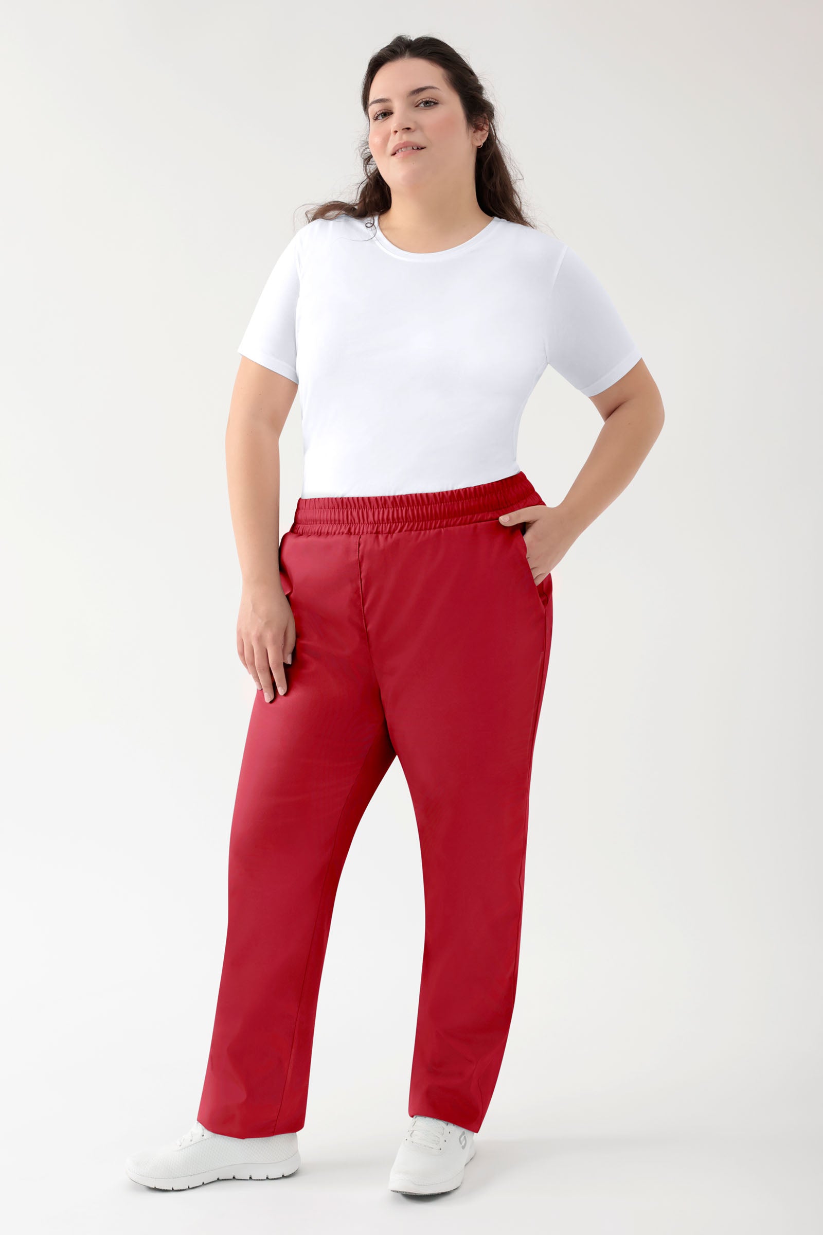 GREEN Stretch broek Unisex - elastische boord rood, Voorzijde view