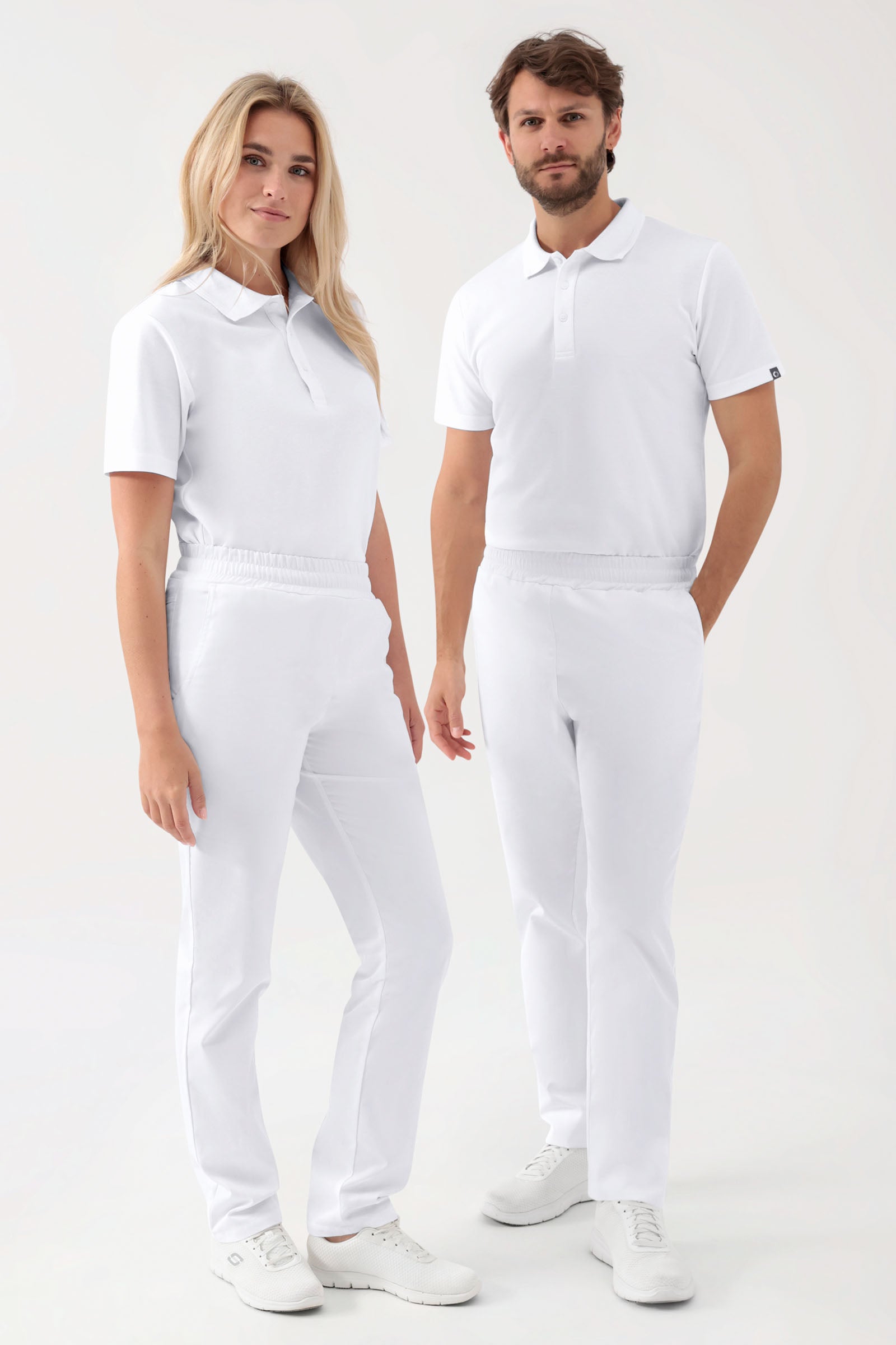 GREEN Stretch broek Unisex - elastische boord wit