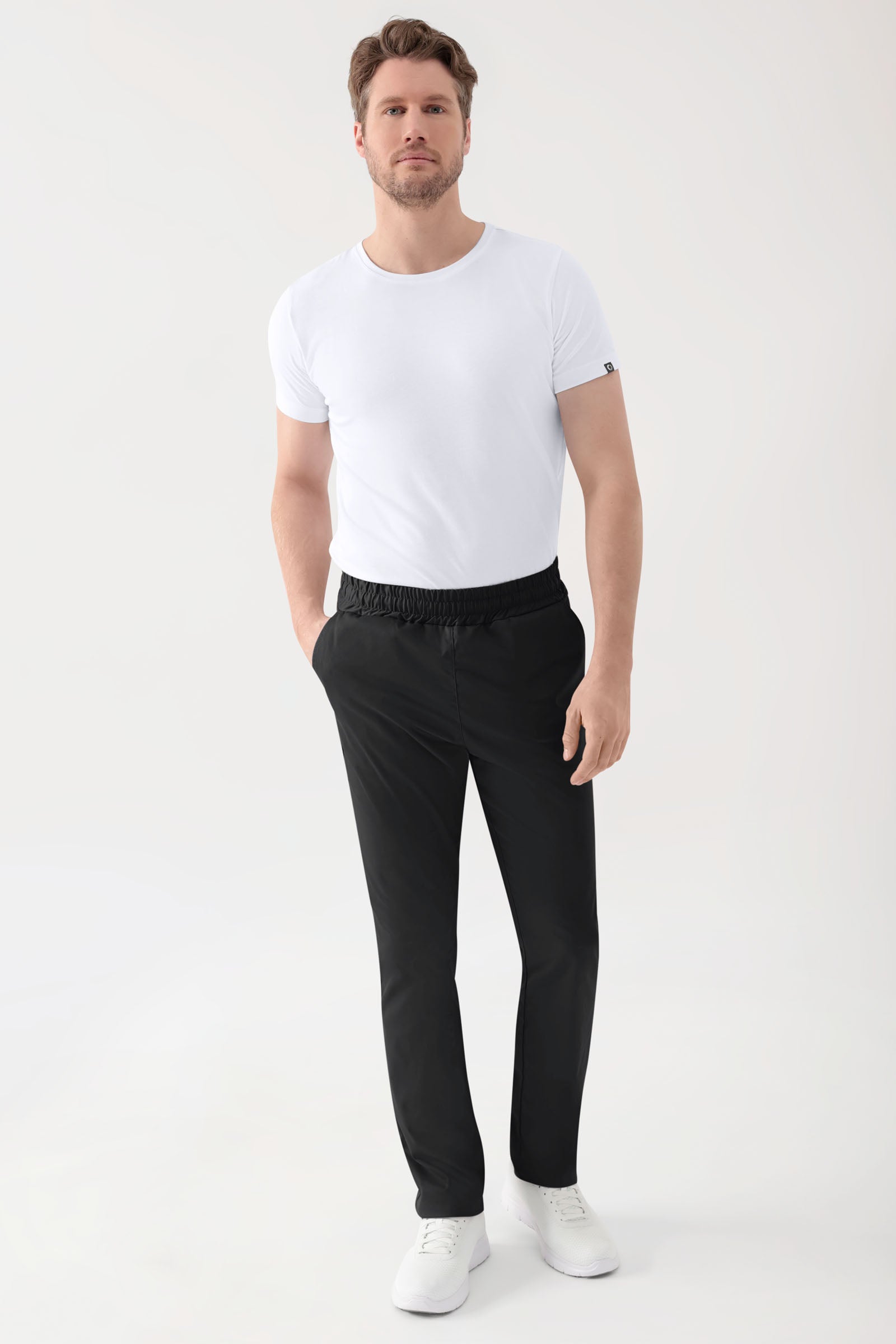 Stretch broek Unisex - elastische boord zwart