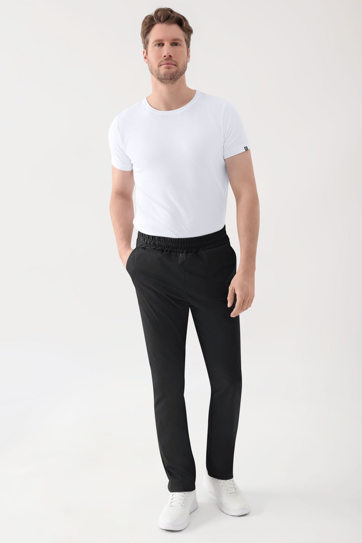 Stretch broek uniseks - elastische boord zwart
