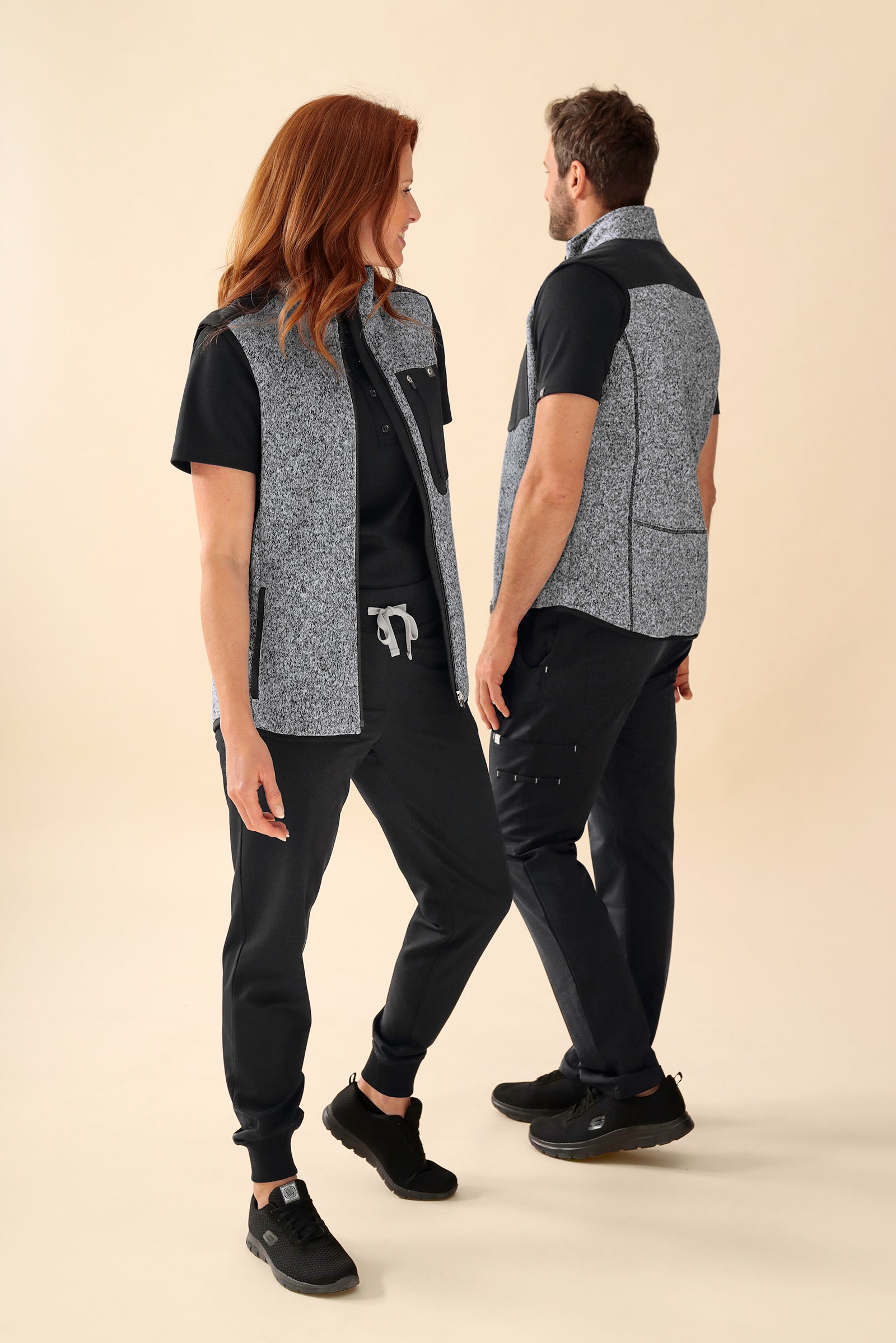 KAERE Fleece vest uniseks - opstaande kraag grijs melange