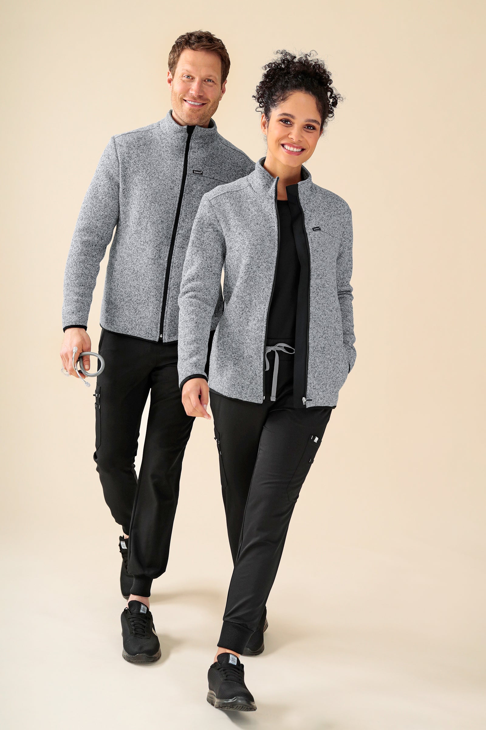 KAERE Fleecejack unisex - met ritssluiting grijs melange