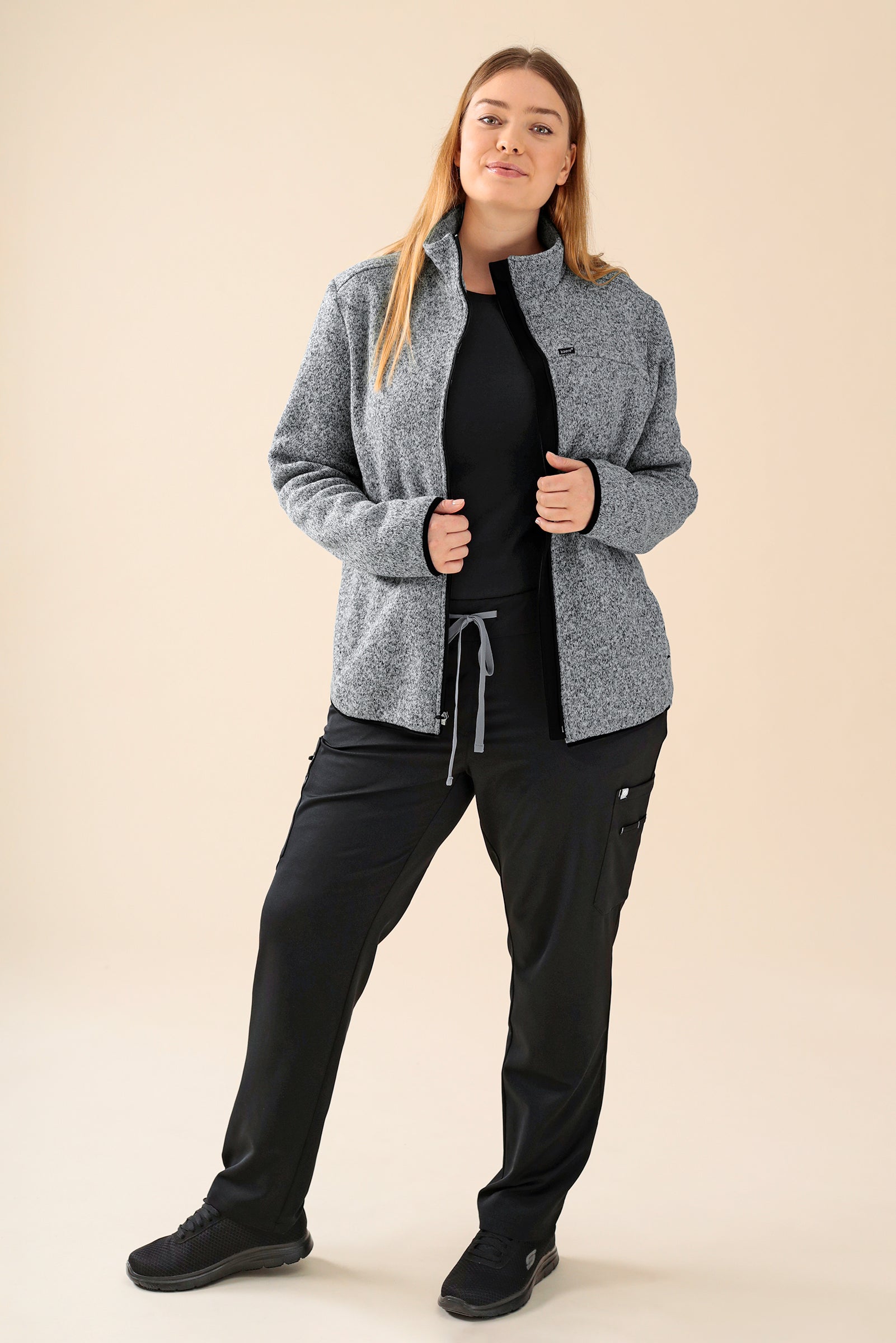 KAERE Fleecejack unisex - met ritssluiting grijs melange