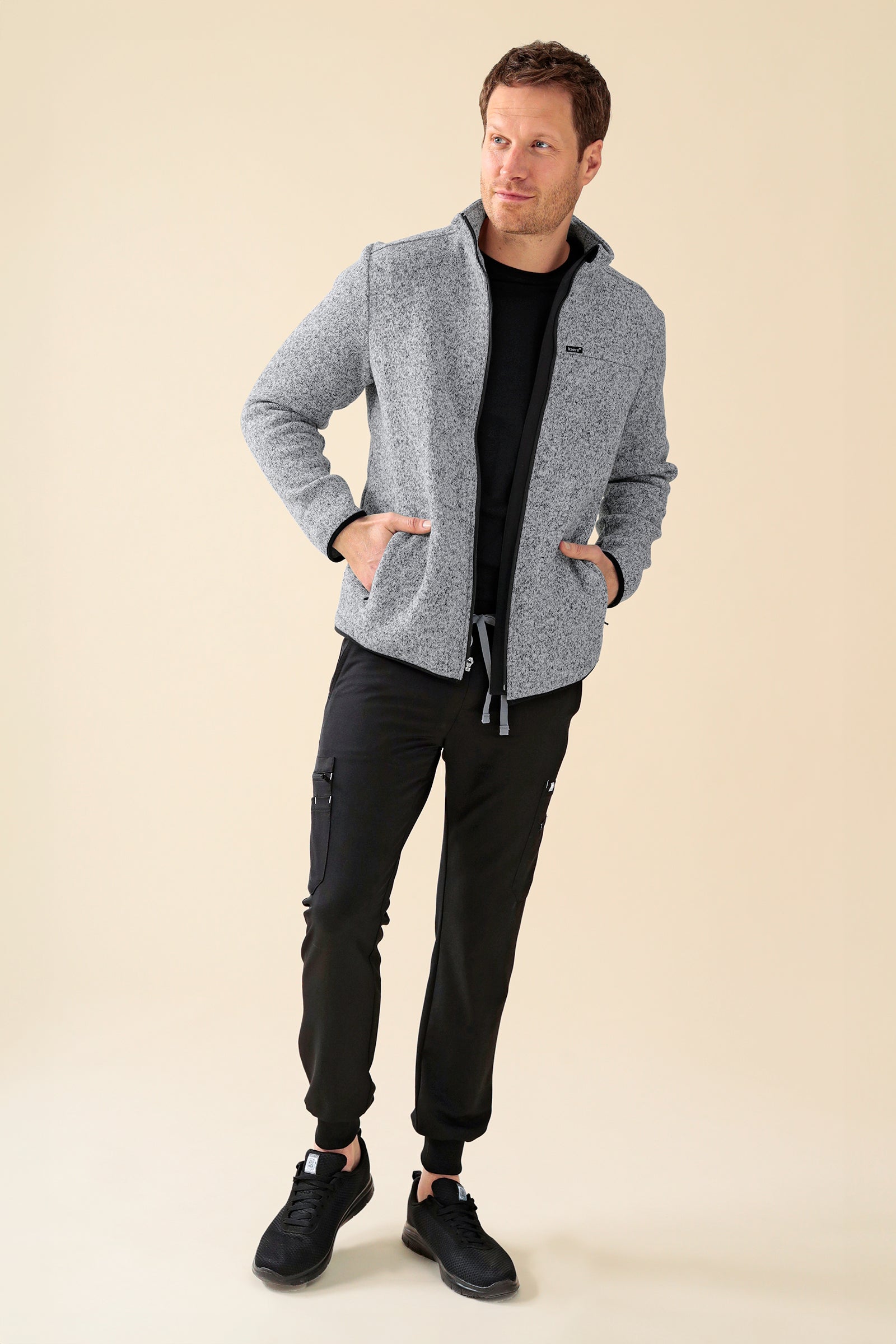 KAERE Fleecejack unisex - met ritssluiting grijs melange