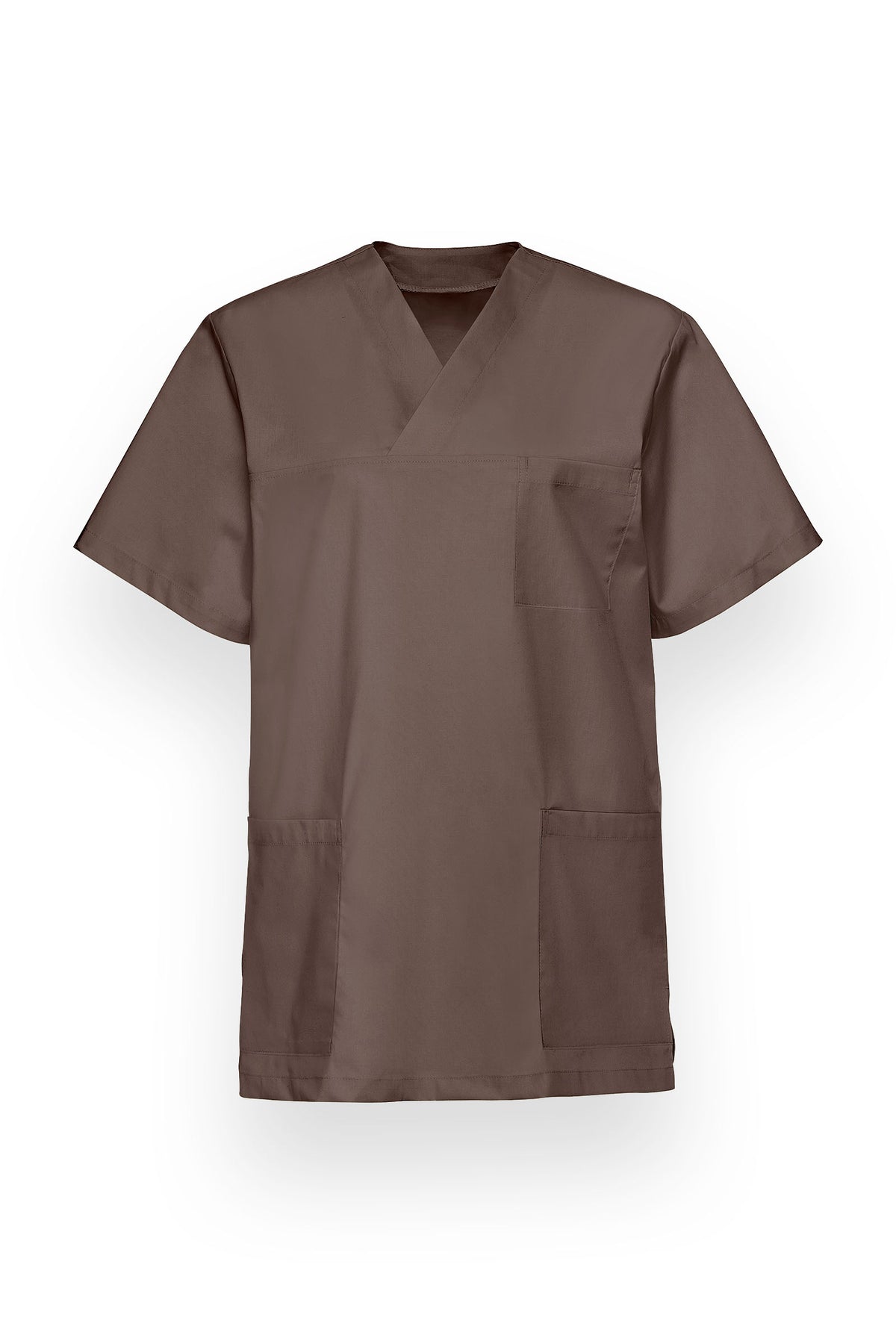 Stretch oversteektuniek unisex - V-hals deep taupe