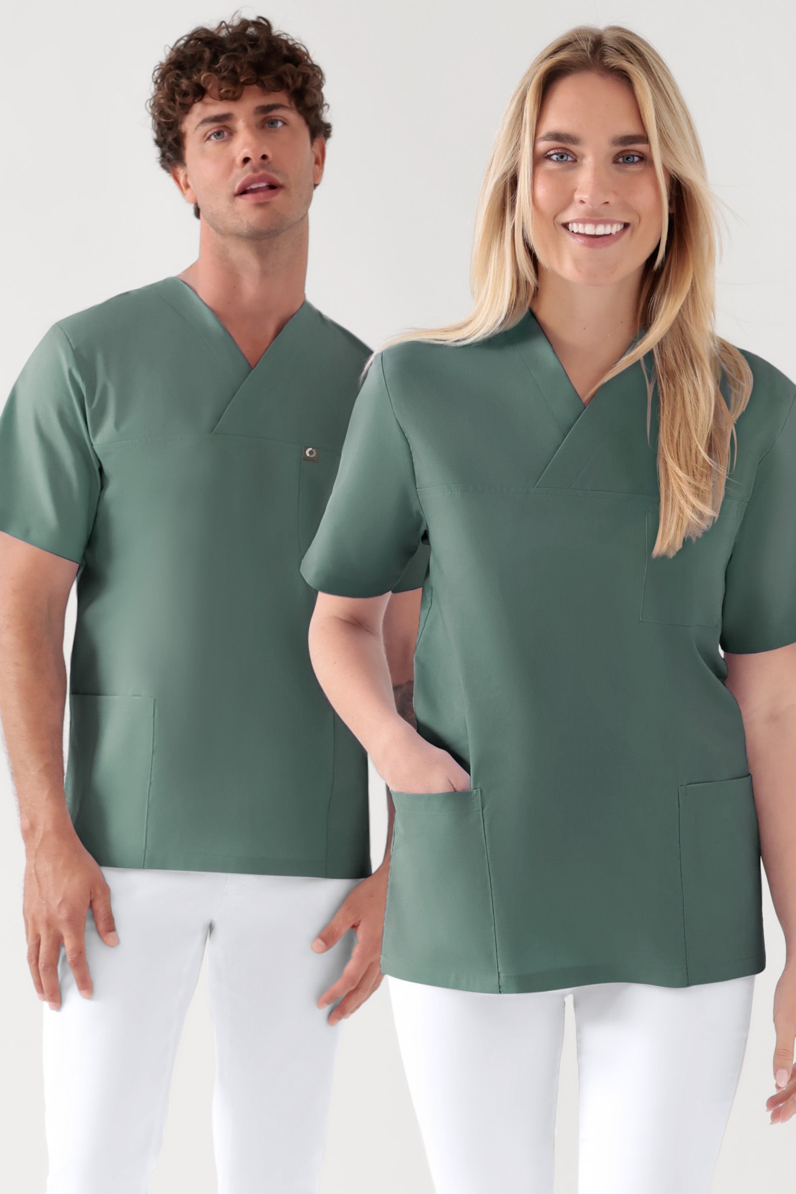 Katoenen oversteektuniek unisex - 2-pack donkergroen