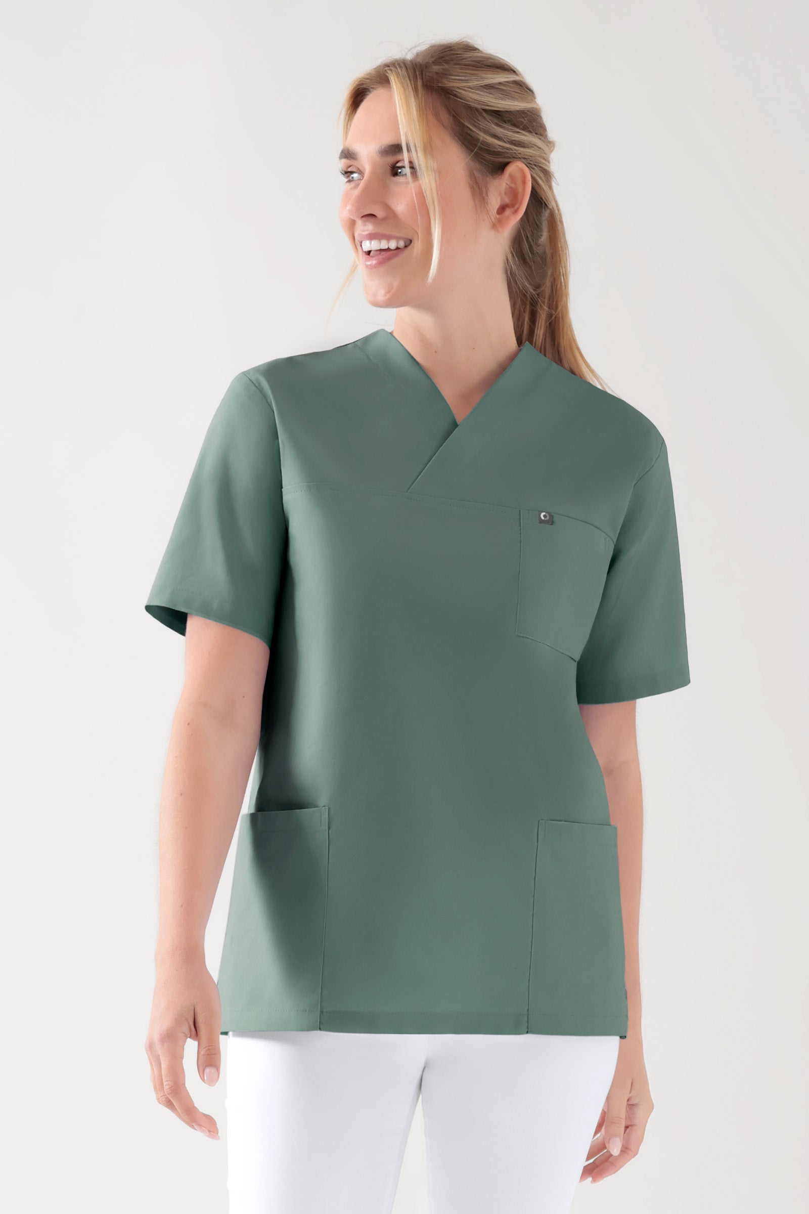 Katoenen oversteektuniek unisex - 2-pack donkergroen