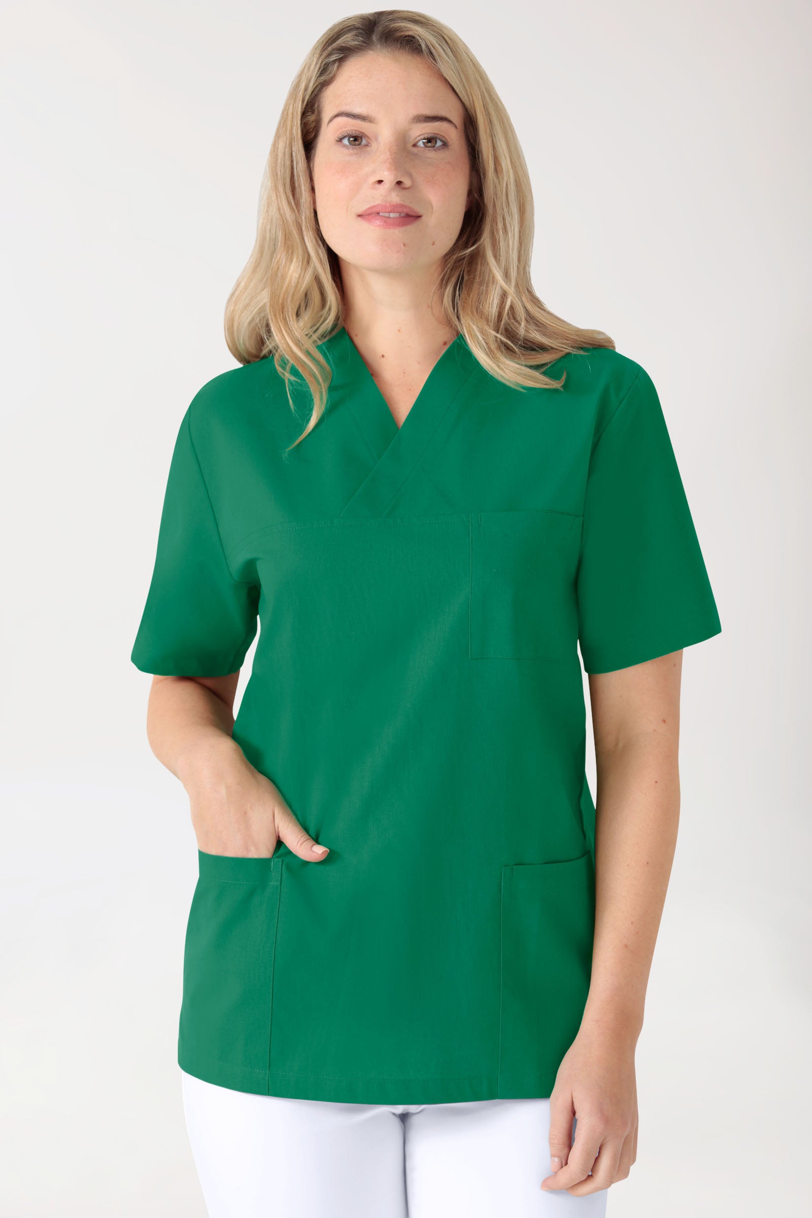 Katoenen oversteektuniek unisex - 2-pack groen, Voorzijde view