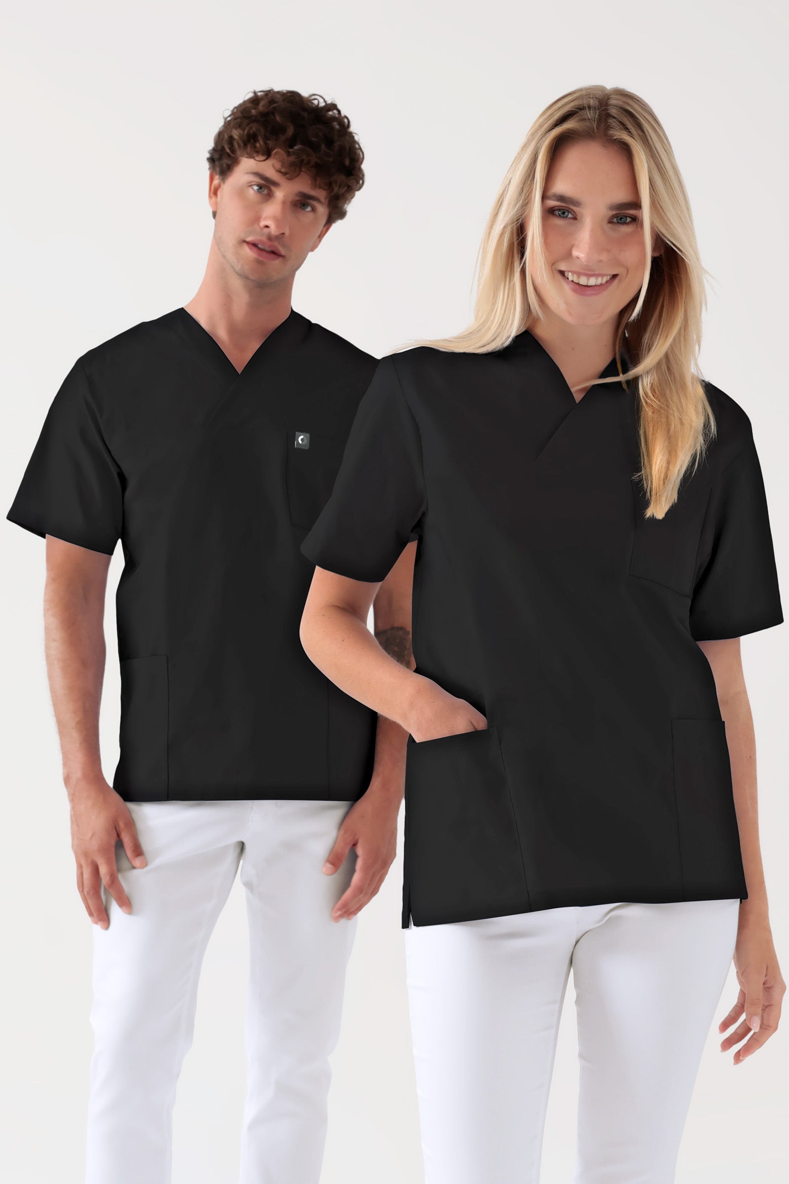 Katoenen oversteektuniek unisex - 2-pack zwart