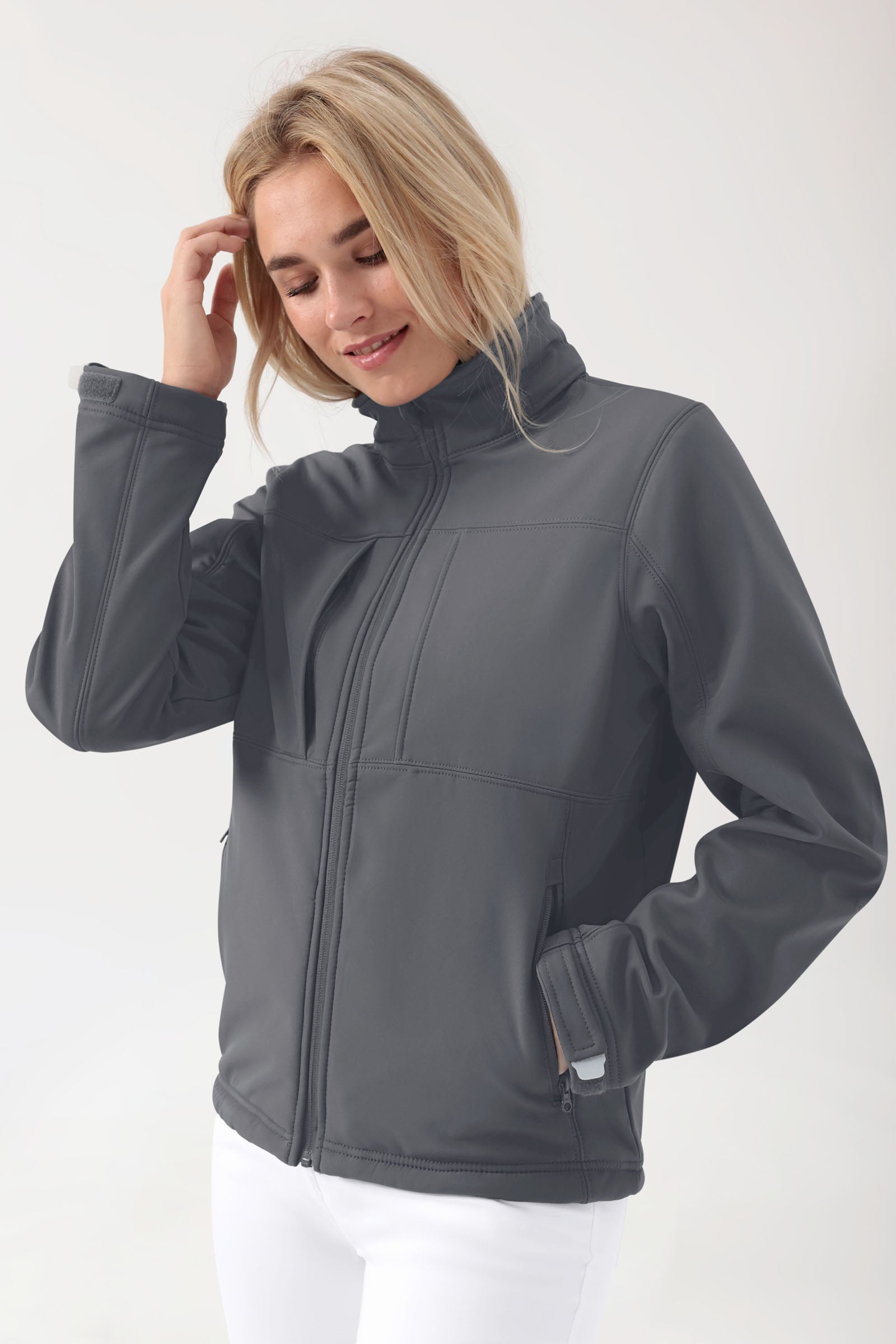 Softshell jassen unisex - met capuchon ertsgrijs