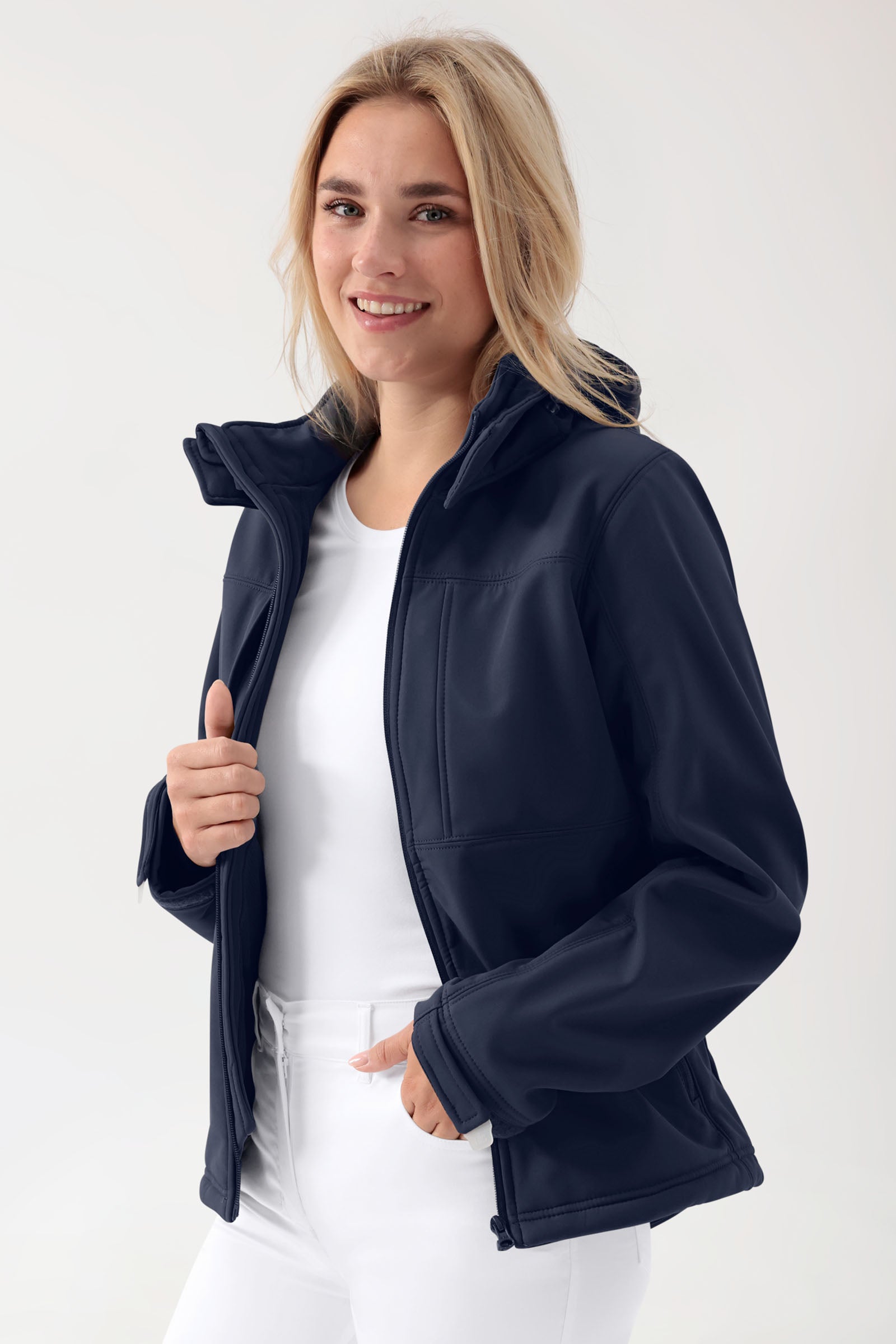 Softshell jassen unisex - met capuchon navy