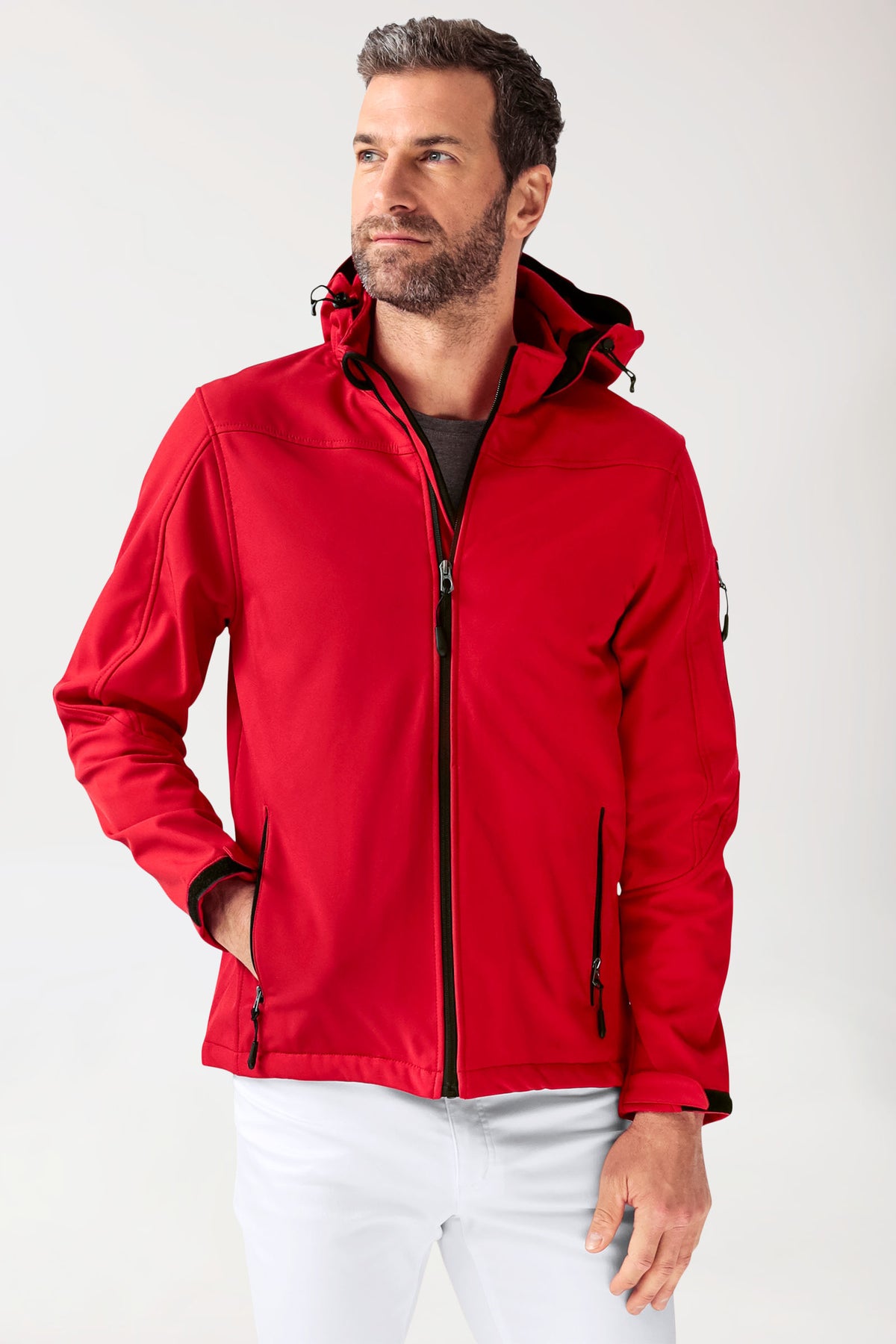 Softshell jassen unisex - met capuchon rood