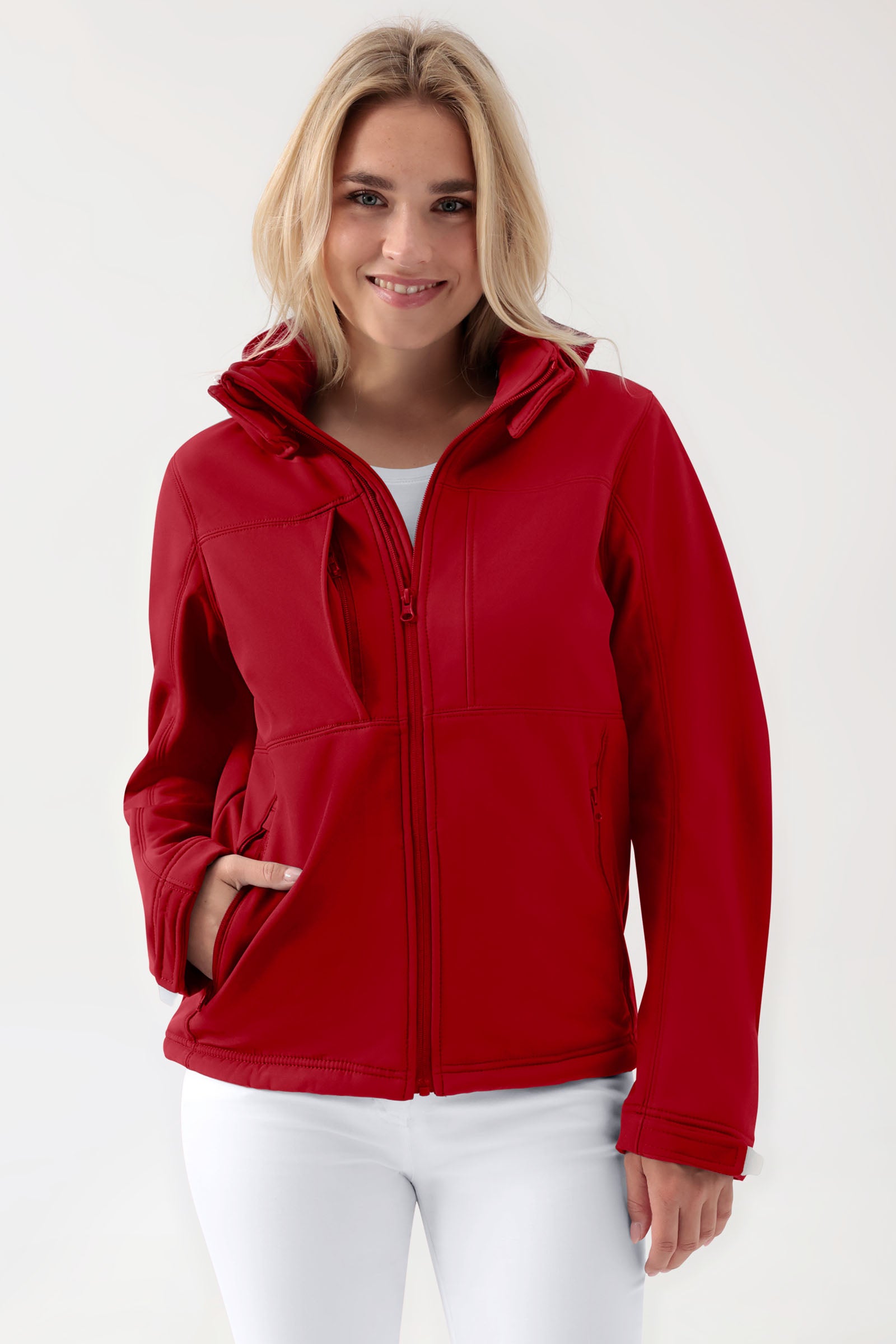 Softshell jas unisex - met capuchon rood