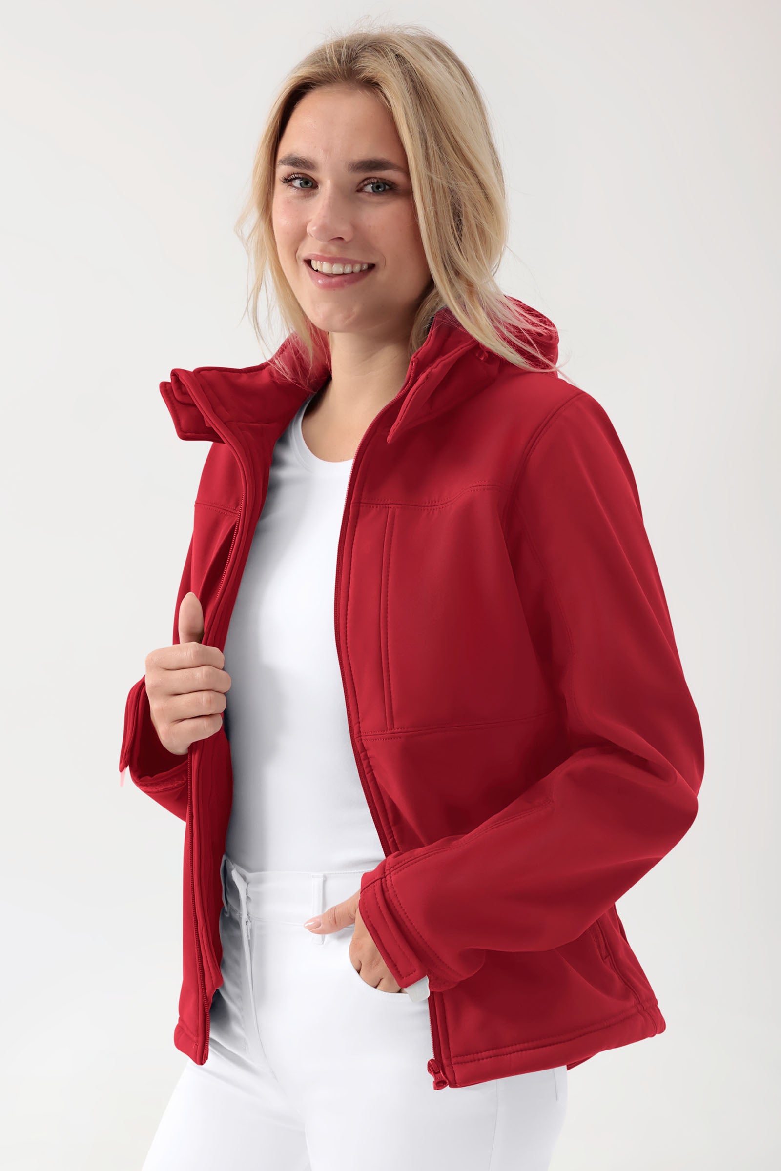 Softshell jas unisex - met capuchon rood