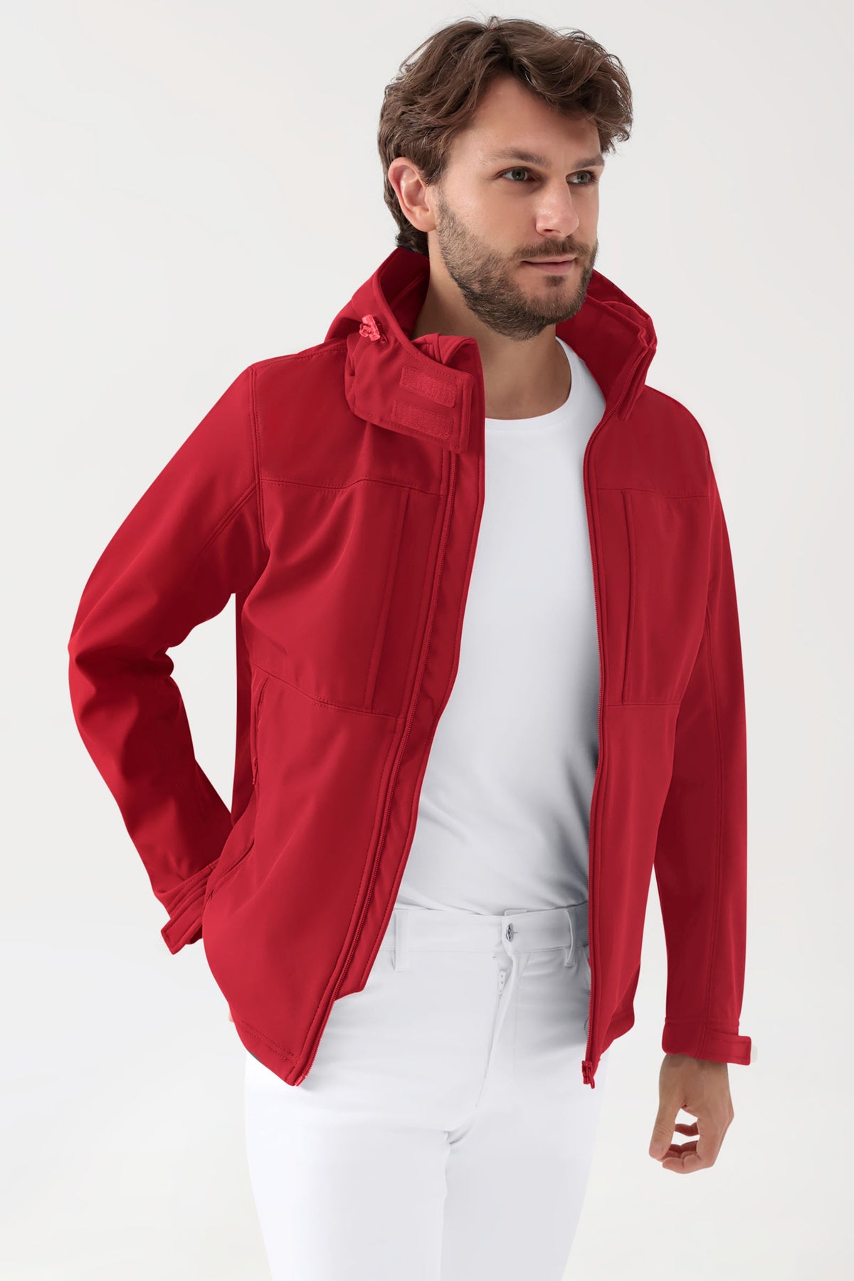Softshell jas unisex - met capuchon rood
